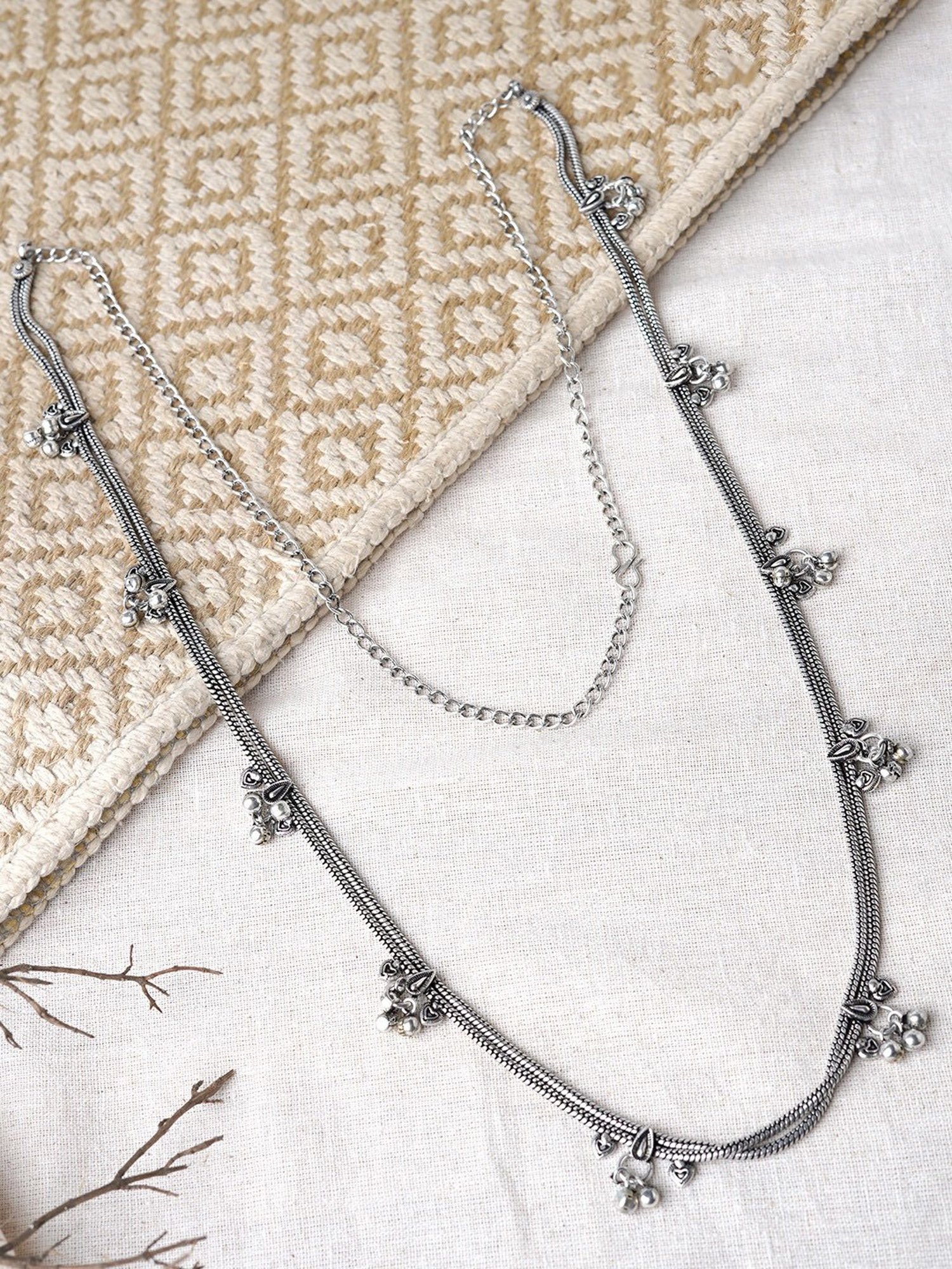 Teejh Menaka Ghungroo Silver Waistband for Women