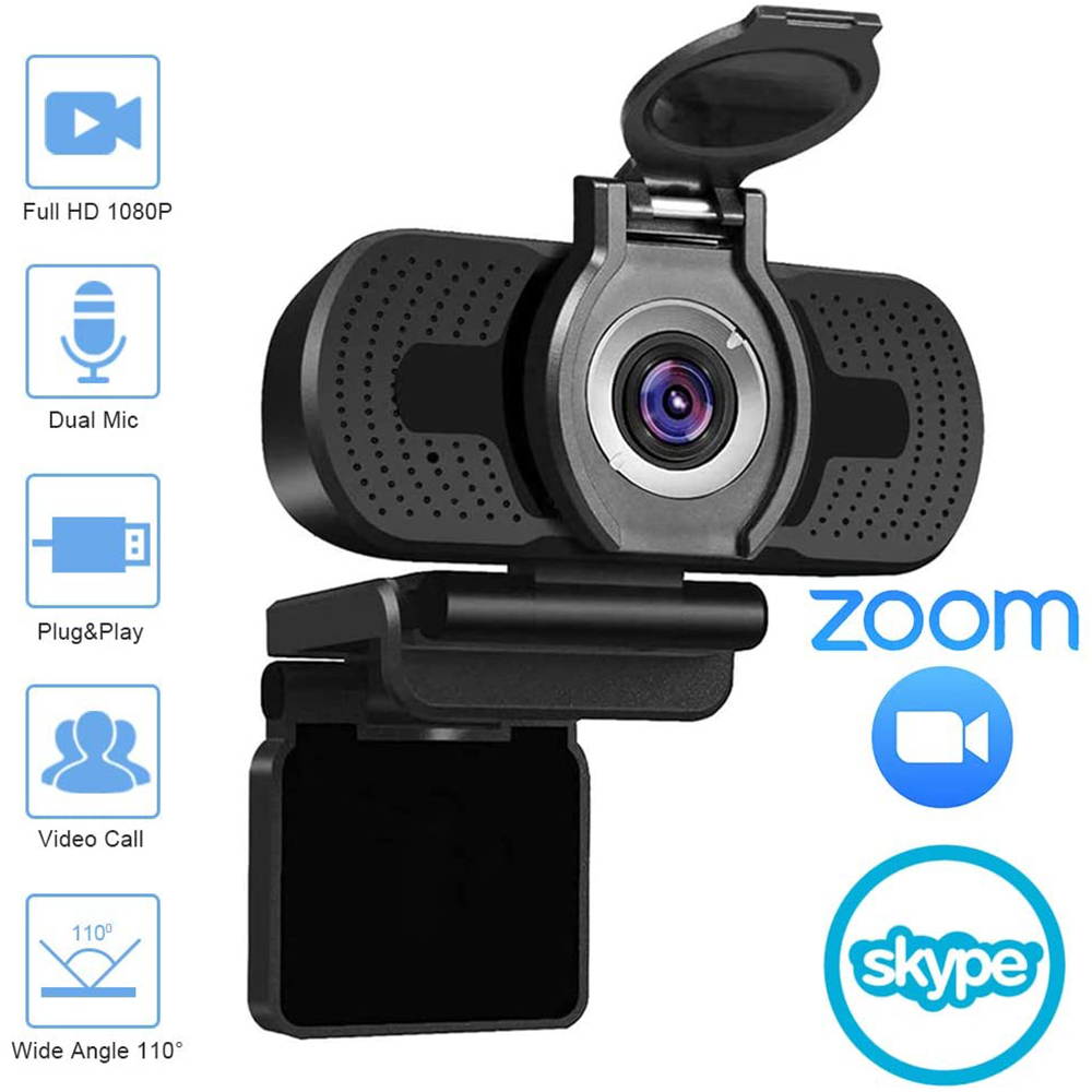 1080P Webcam with Microphone & Privacy Cover - NexiGo 110-degree Wide Angle Widescreen USB HD Camera, Plug and Play, Laptop Computer Web Cam for Zoom YouTube Skype FaceTime Hangout OBS