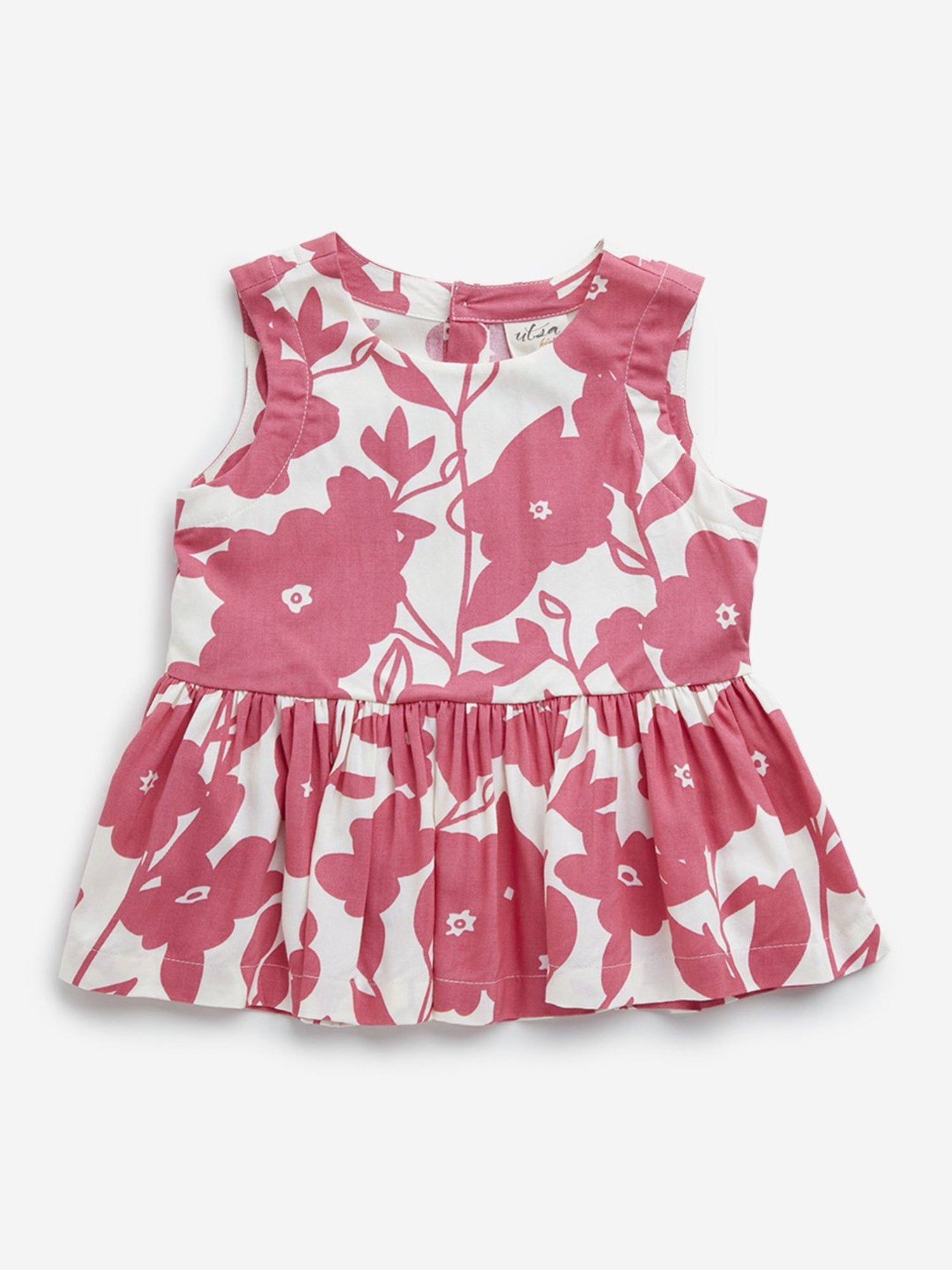 Utsa Kids by Westside Pink Floral Print Peplum Top