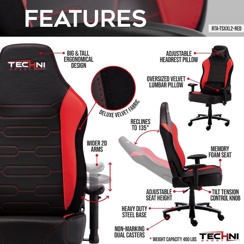 Office Gaming Chair Red - Techni Sport