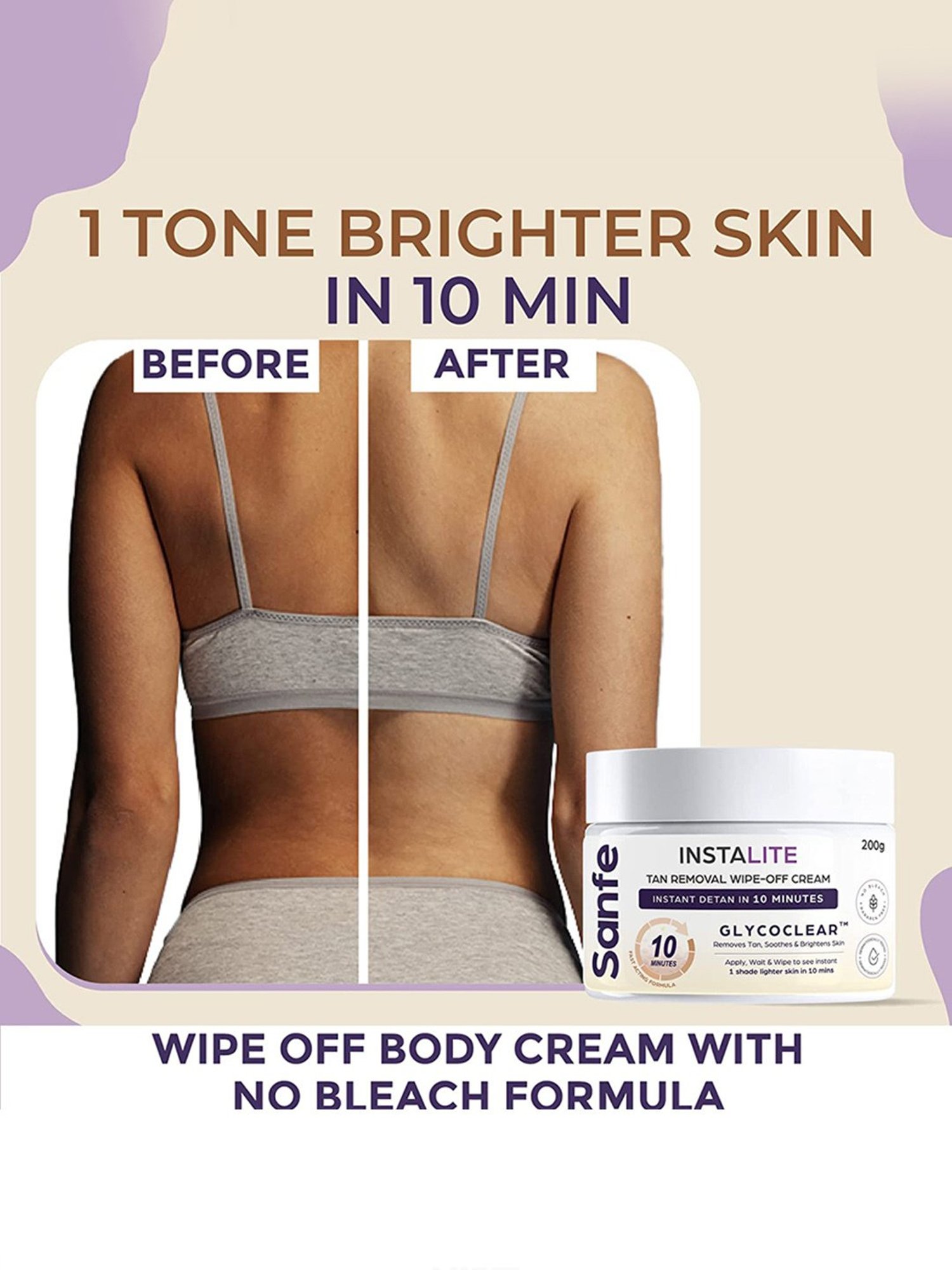 Sanfe Instalite Tan Removal Wipe Off Body Cream - 200 gm