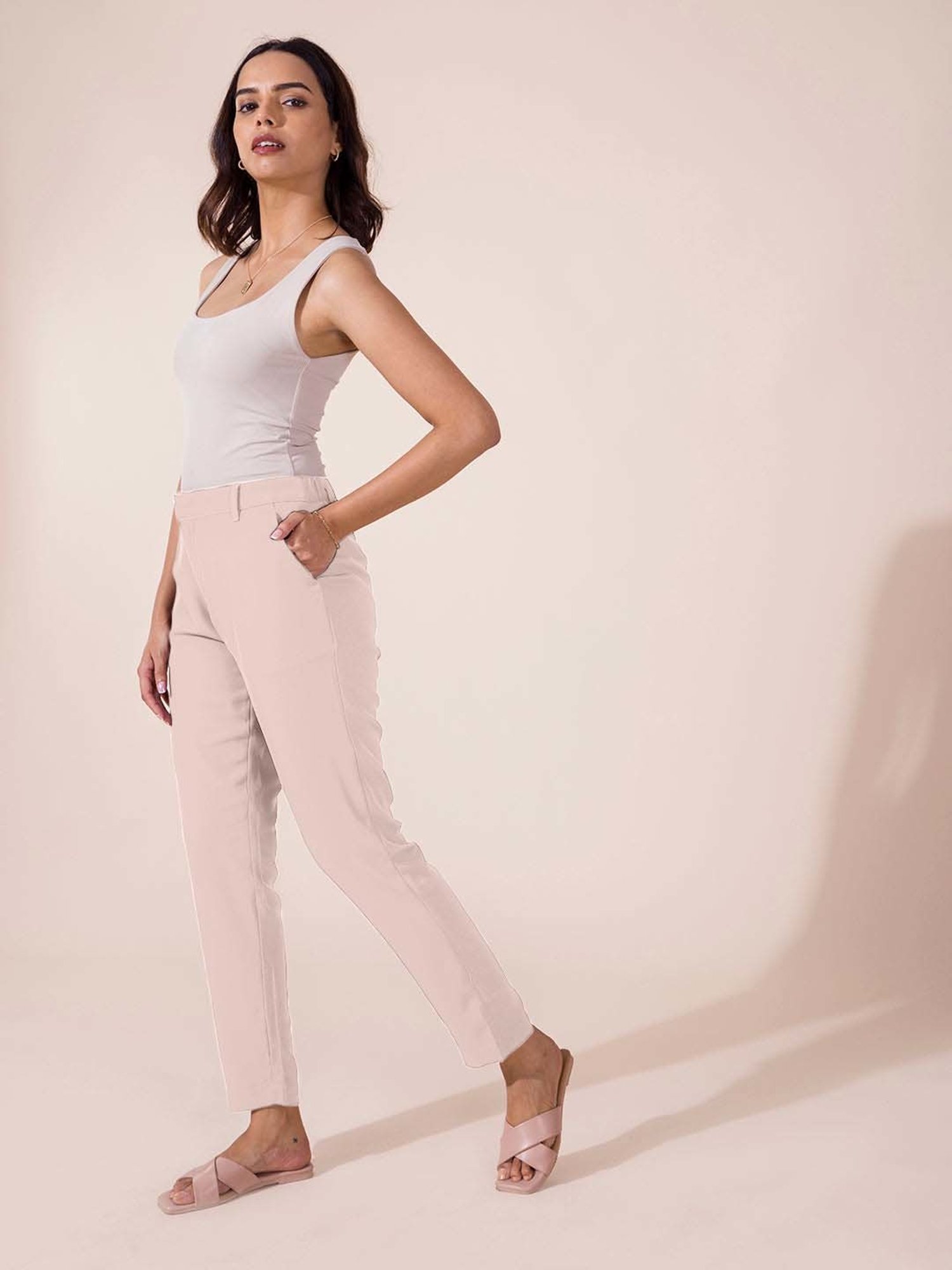 Go Colors! Pink Mid Rise Formal Trousers