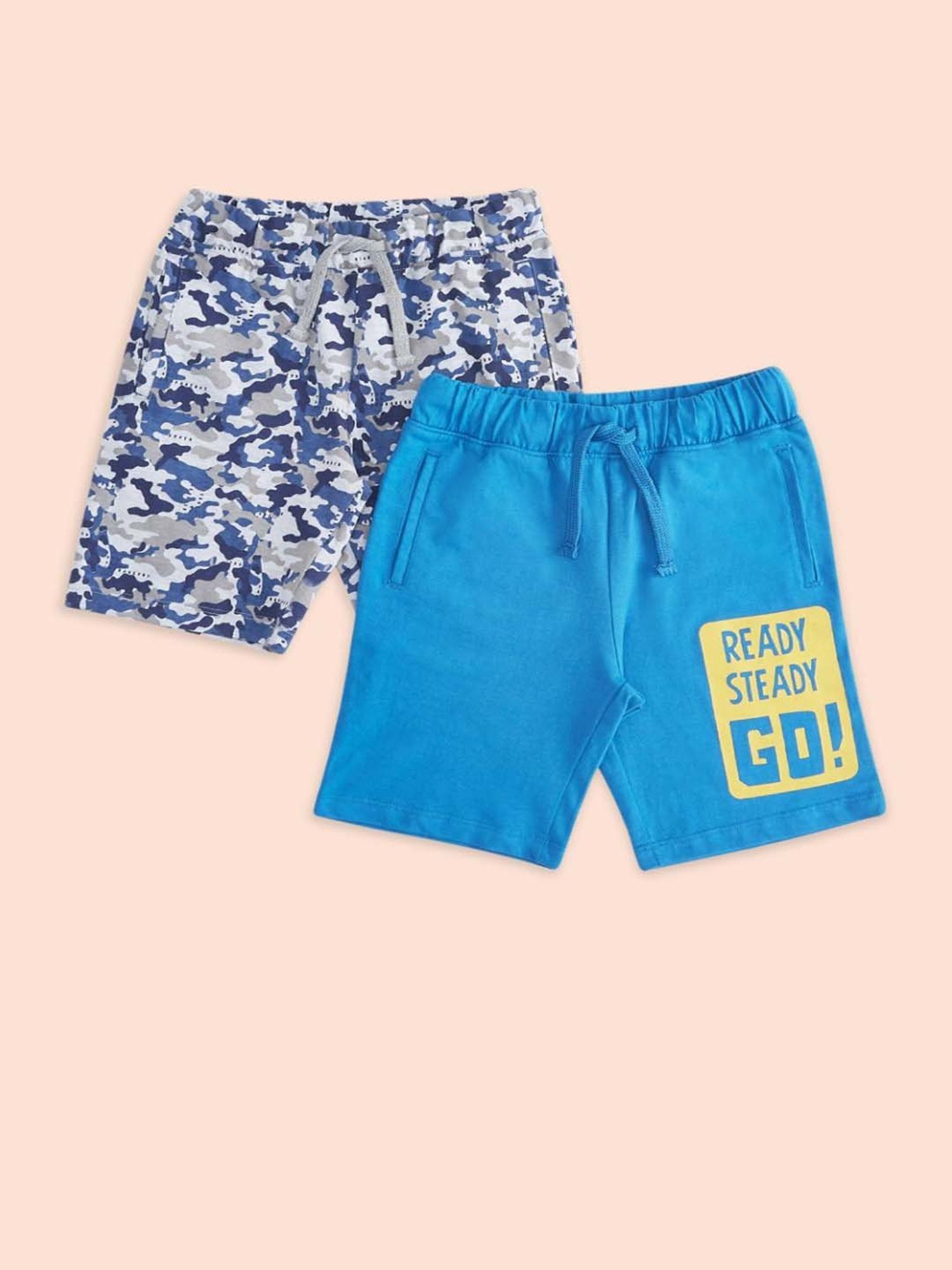 Pantaloons Baby Kids Blue Cotton Printed Shorts