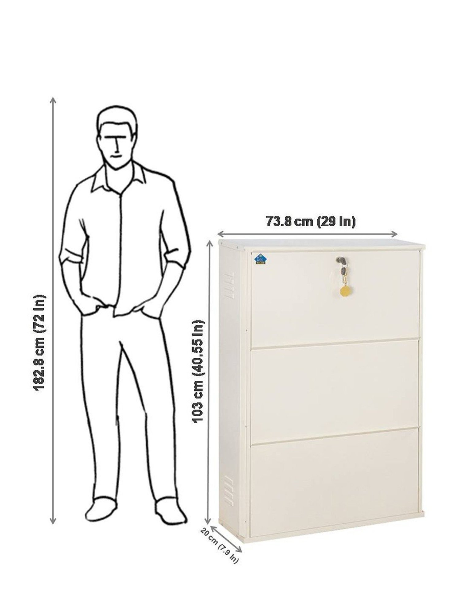 Delite Kom Metal Shoe Rack - 24" 10 Shelf, Double Decker, Ivory, PowderCoat, Wall Mount, DIY