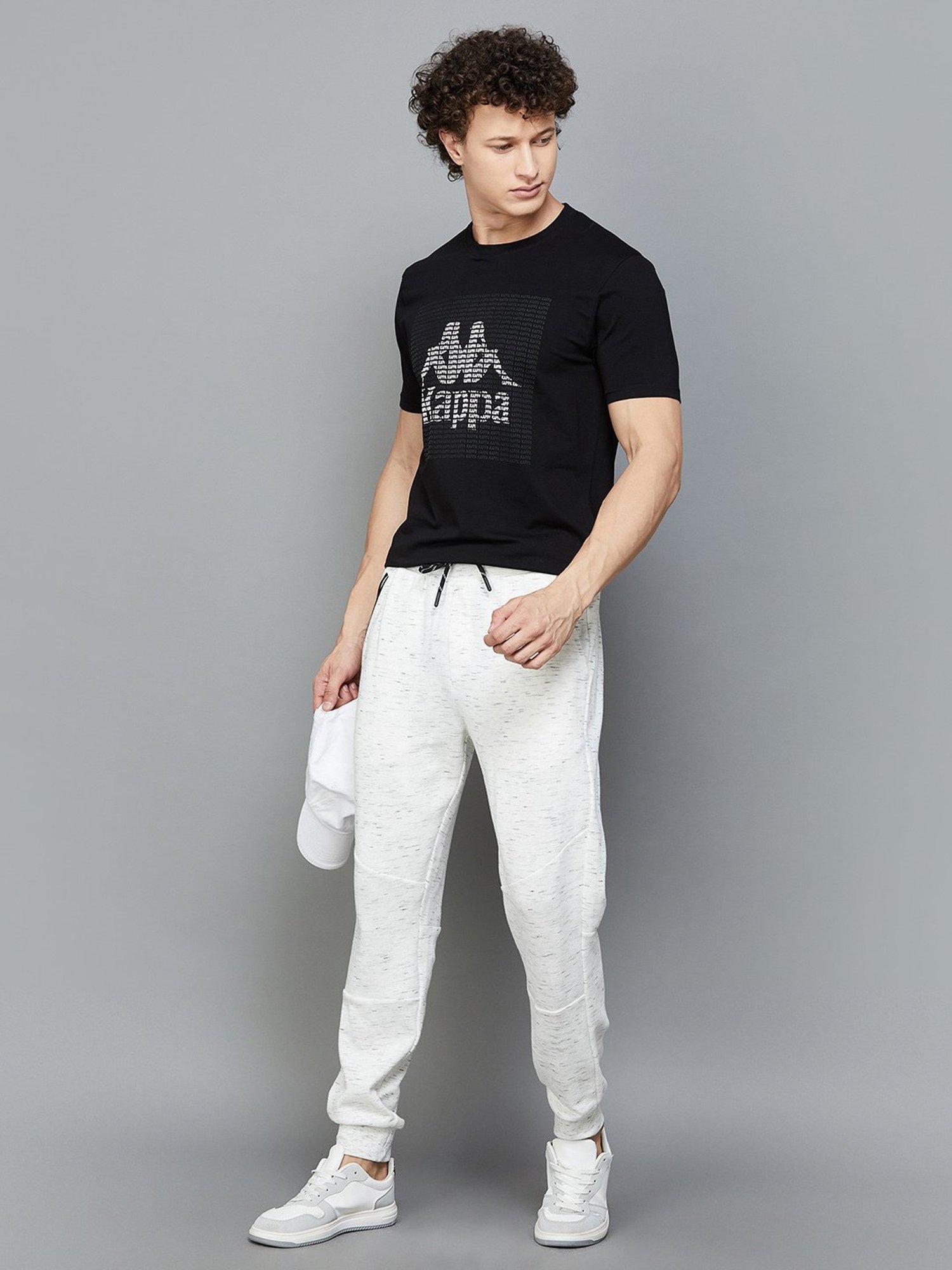 KAPPA Black Regular Fit Graphic Print Crew T-Shirt