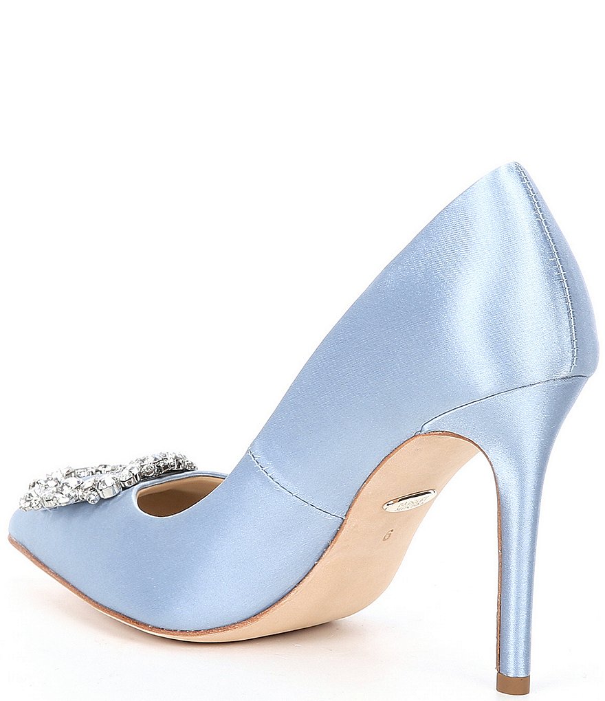 Badgley Mischka Cher Satin Brooch Embellished Stiletto Pumps
