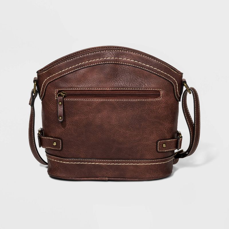 Bolo Zip Closure Dome Crossbody Bag - Brown