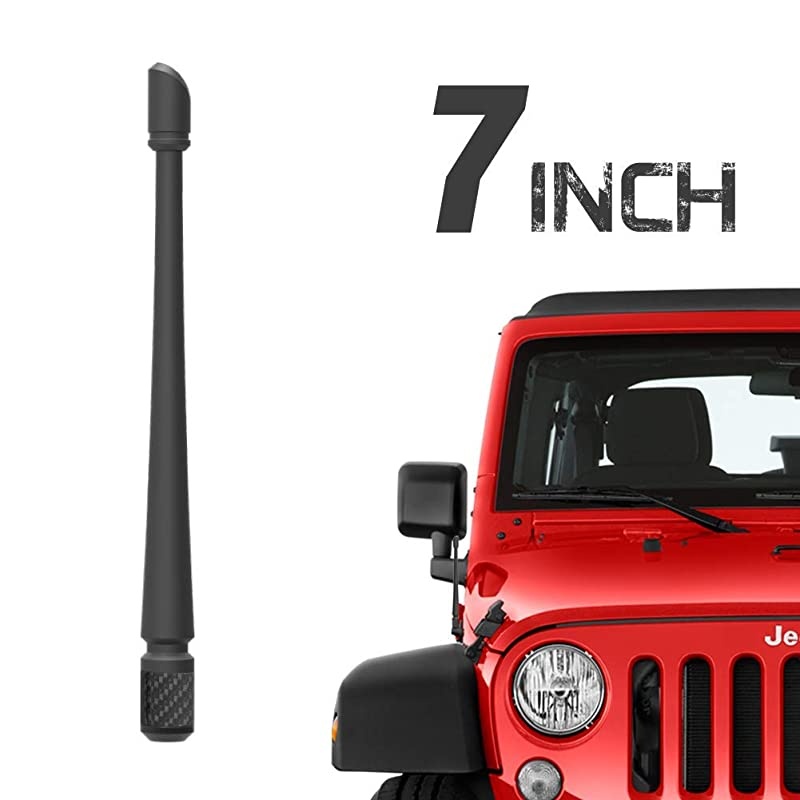 Antenna Compatible with 20072021 Jeep Wrangler JK JKU JL JLU Rubicon Sahara Gladiator 7 inches Flexible Rubber Antenna Designed for Optimized FMAM Reception
