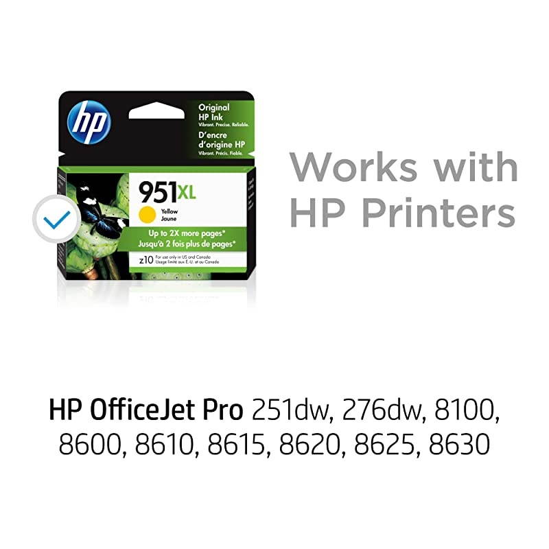 951XL | Ink Cartridge | Yellow | Works with  OfficeJet Pro 251dw, 276dw, 8600 Series, 8100 | CN048AN