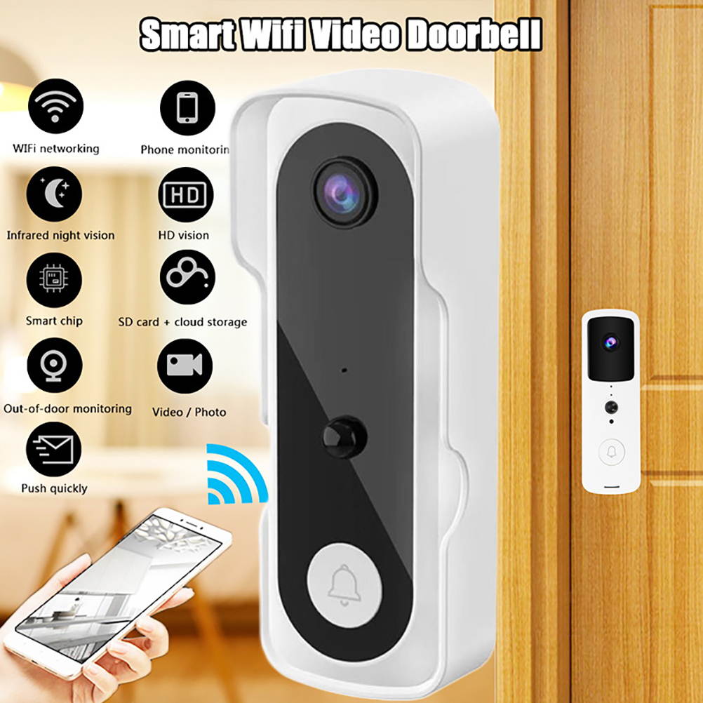 HOMEMAXS Security Video Doorbell, 1080P HD Video, WiFi Wireless Camera, 2 Way Audio with Night Vision, Motion Activated Alerts, Smart Door Intercom Security Camera Bell -Black