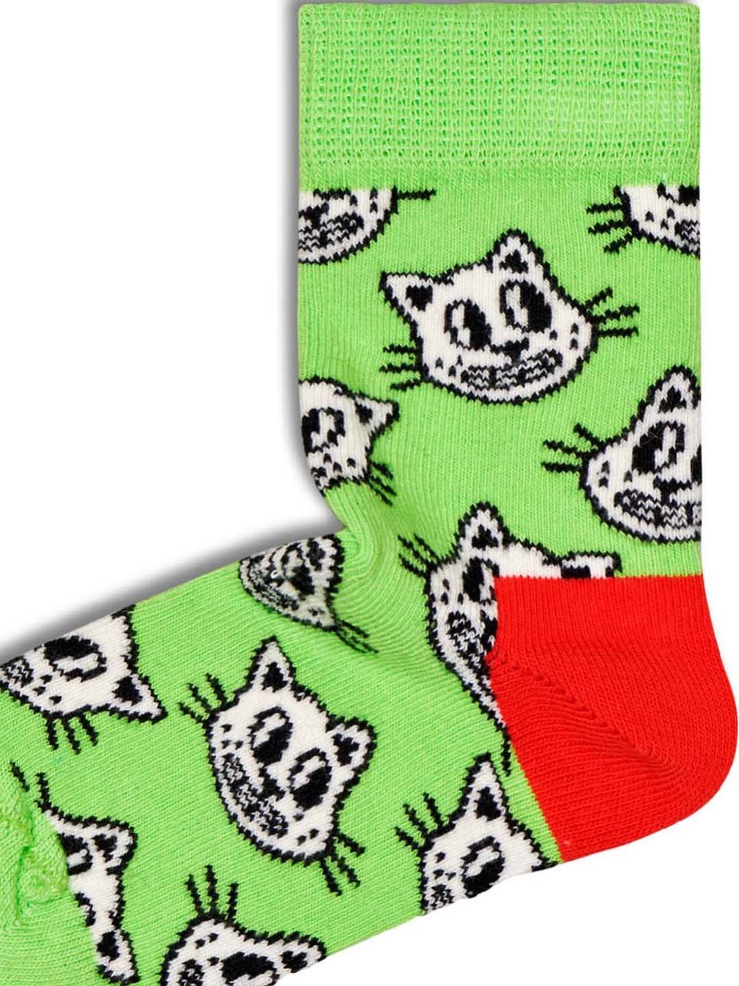 Happy Socks Kids Cat Green Cotton Printed Socks (4-6Y)