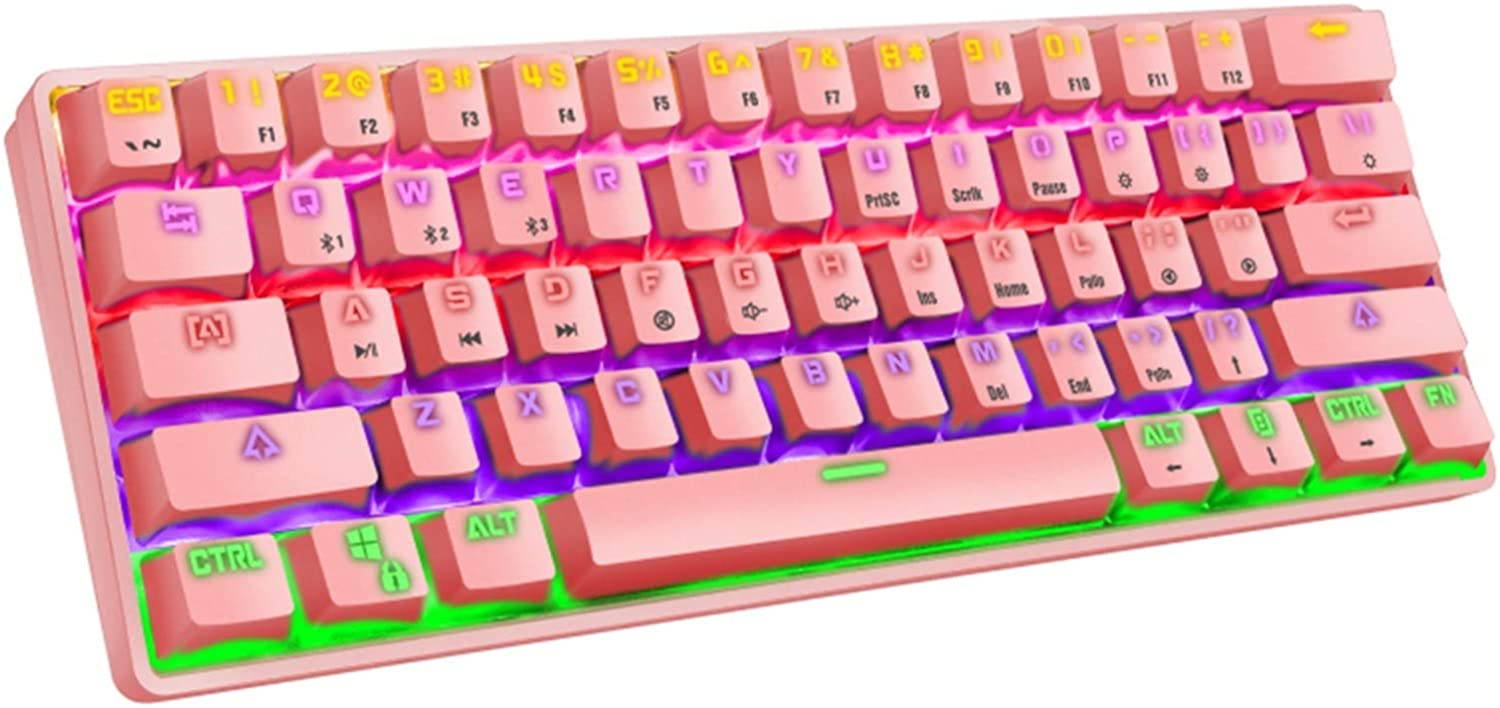 CUUWE K28 Wireless Bluetooth 61-Key Dual-Mode RGB Backlit Waterproof Mechanical Gaming Keyboard - Office Keyboard -Gaming Keyboard