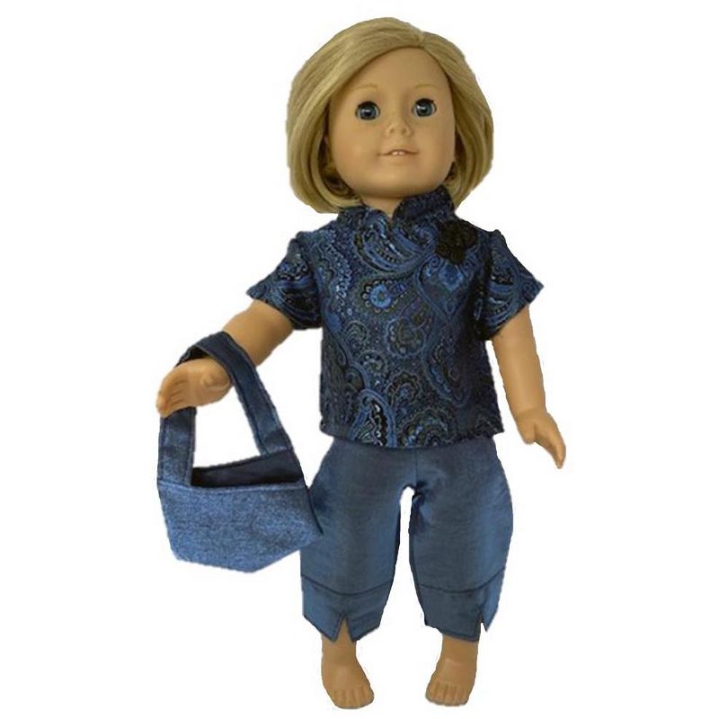 The Queen's Treasures Little House on the Prairie Green Calico Dress, Bonnet & Apron for 18" American Girl Dolls