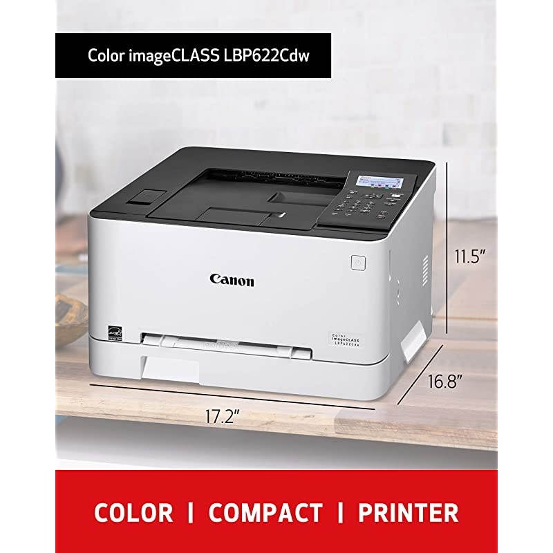 Color Image CLASS LBP622Cdw -Wireless, Mobile Ready, Duplex Laser Printer, Compact Size - White & Genuine Toner, Cartridge 054 Black, High Capacity (3028C001) 1 Pack, for  Color Image Class