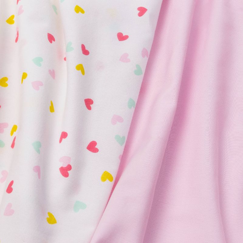 Crib Fitted Sheets Hearts and Pink Solid - Cloud Island™ Pink 2pk