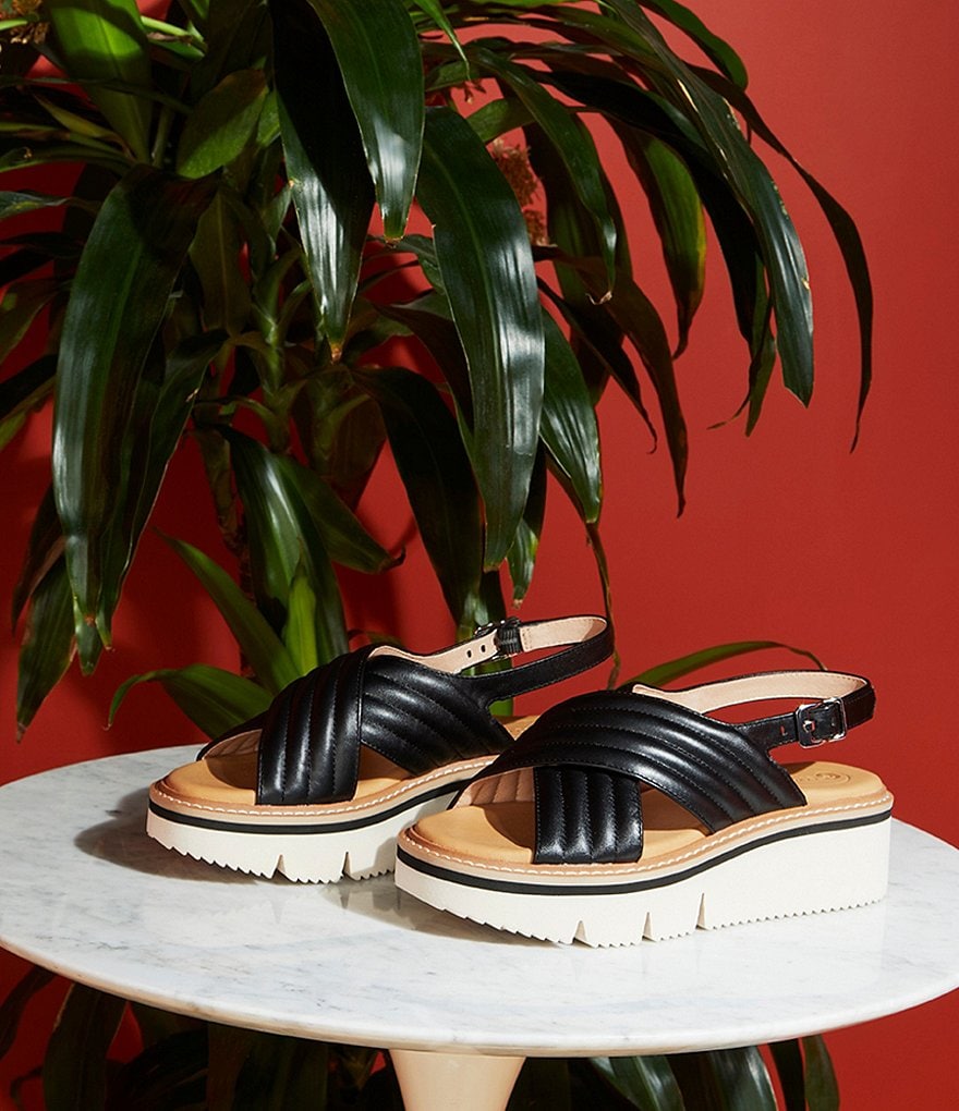 CC Corso Como Lana Leather Cross Band Wedge Sandals