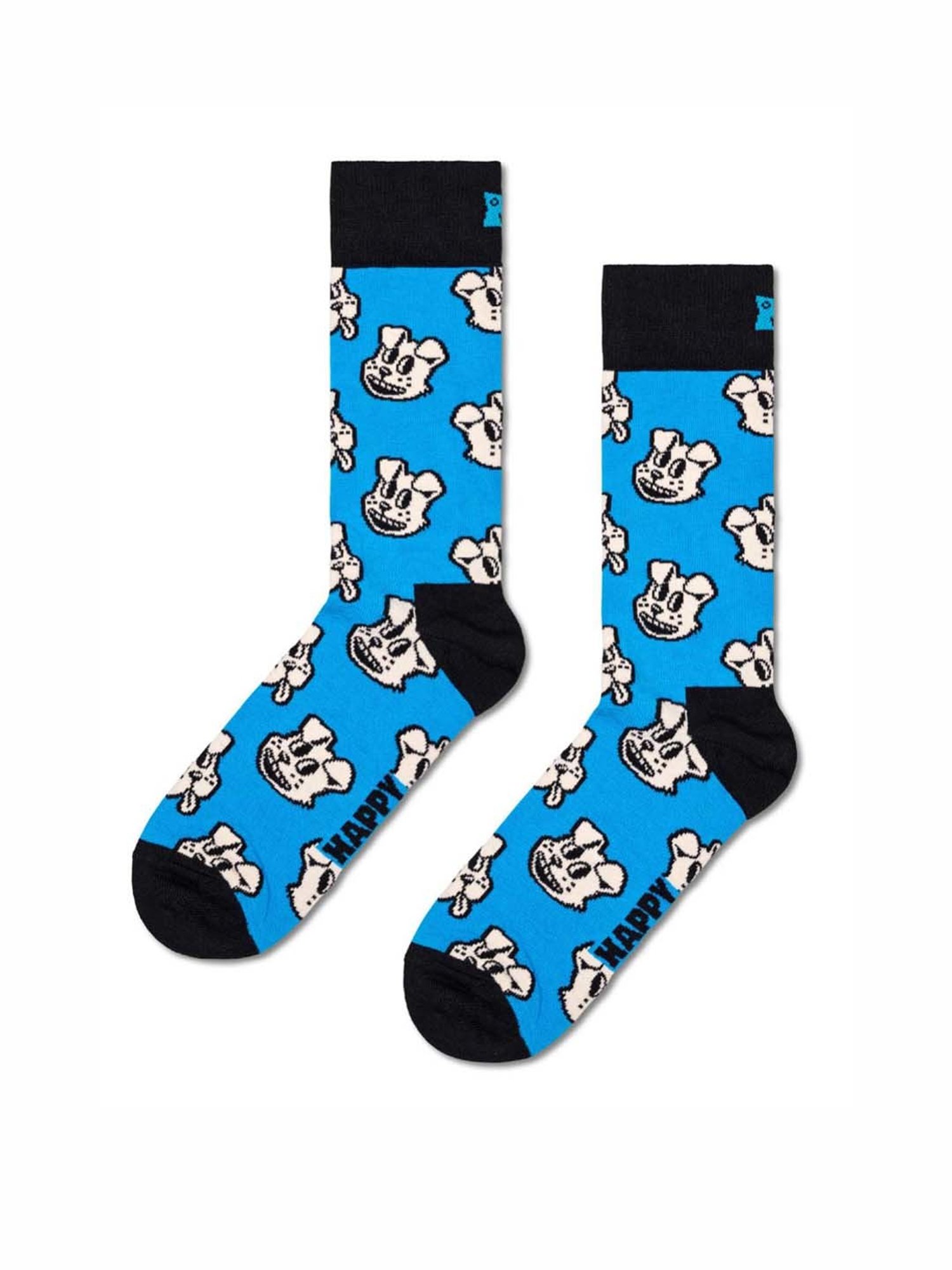 Happy Socks Doggo Blue Cotton Printed Socks (36-40)