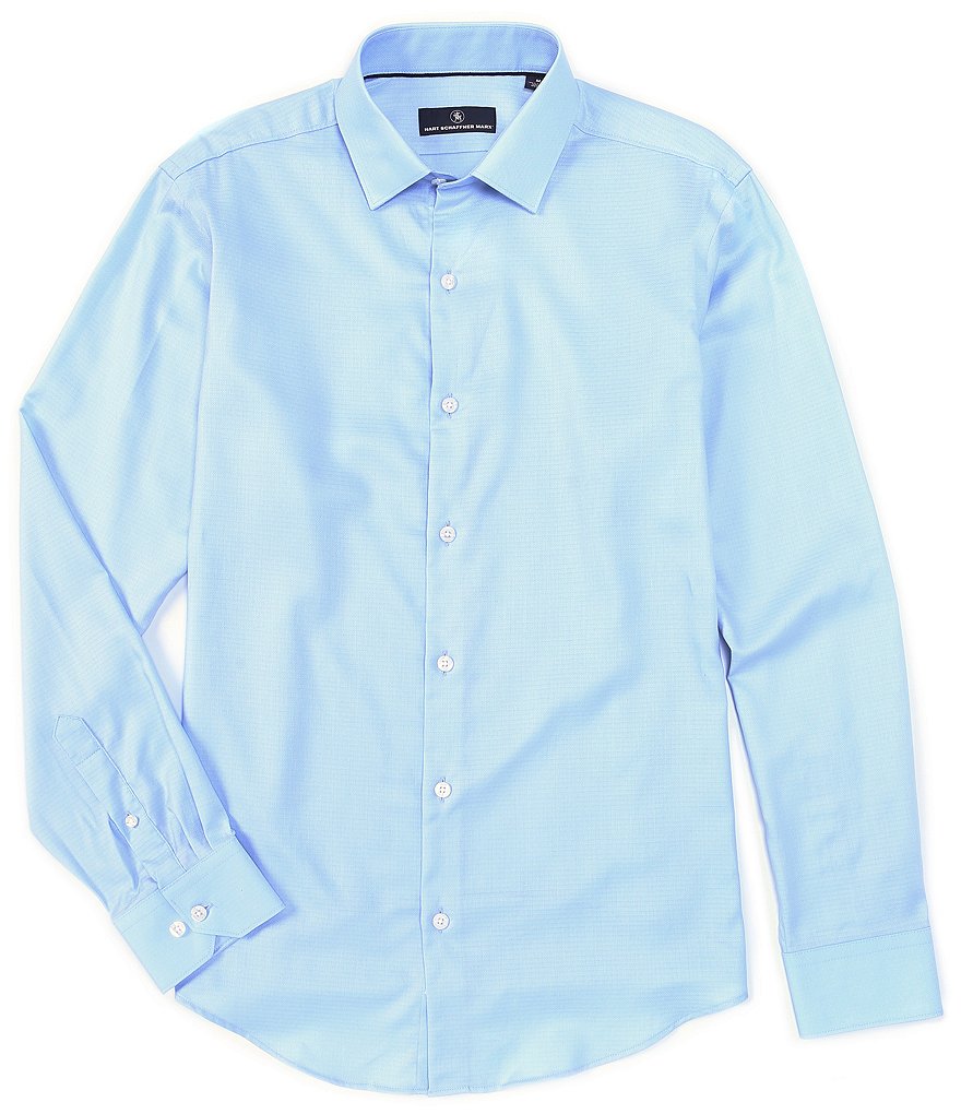 Hart Schaffner Marx Long Sleeve Spread Solid Texture Sportshirt