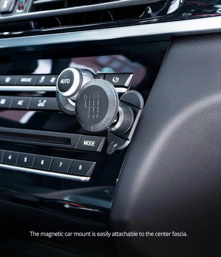 Ringke Magnetic Gear Phone Car Holder with Carbon Fiber Pattern Swivel Lock Universal Powerful Neodymium Magnet 360&deg; Rotation Premium Space Saving Dashboard Stand