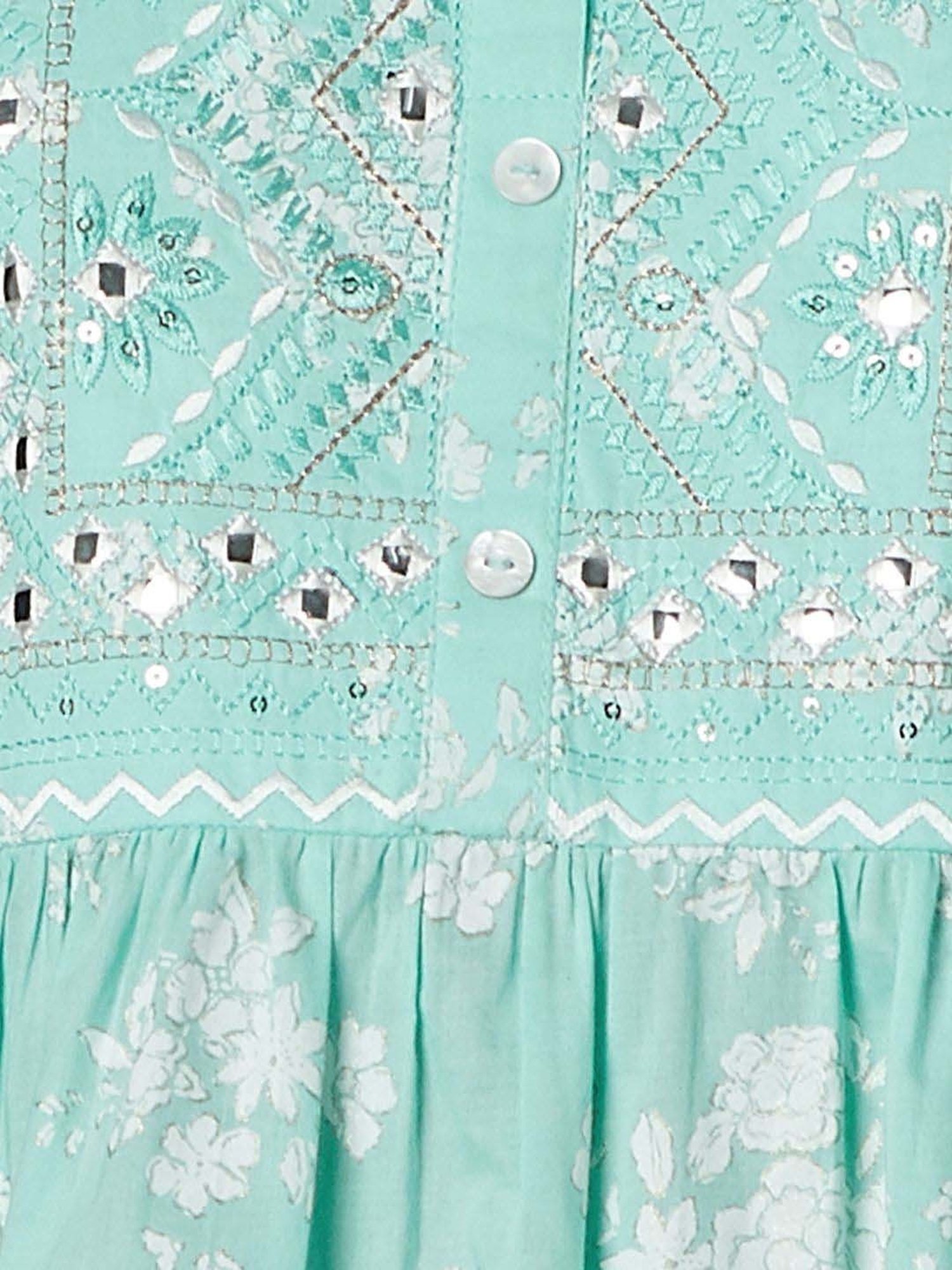 Melange by Lifestyle Blue Cotton Embroidered Tunic