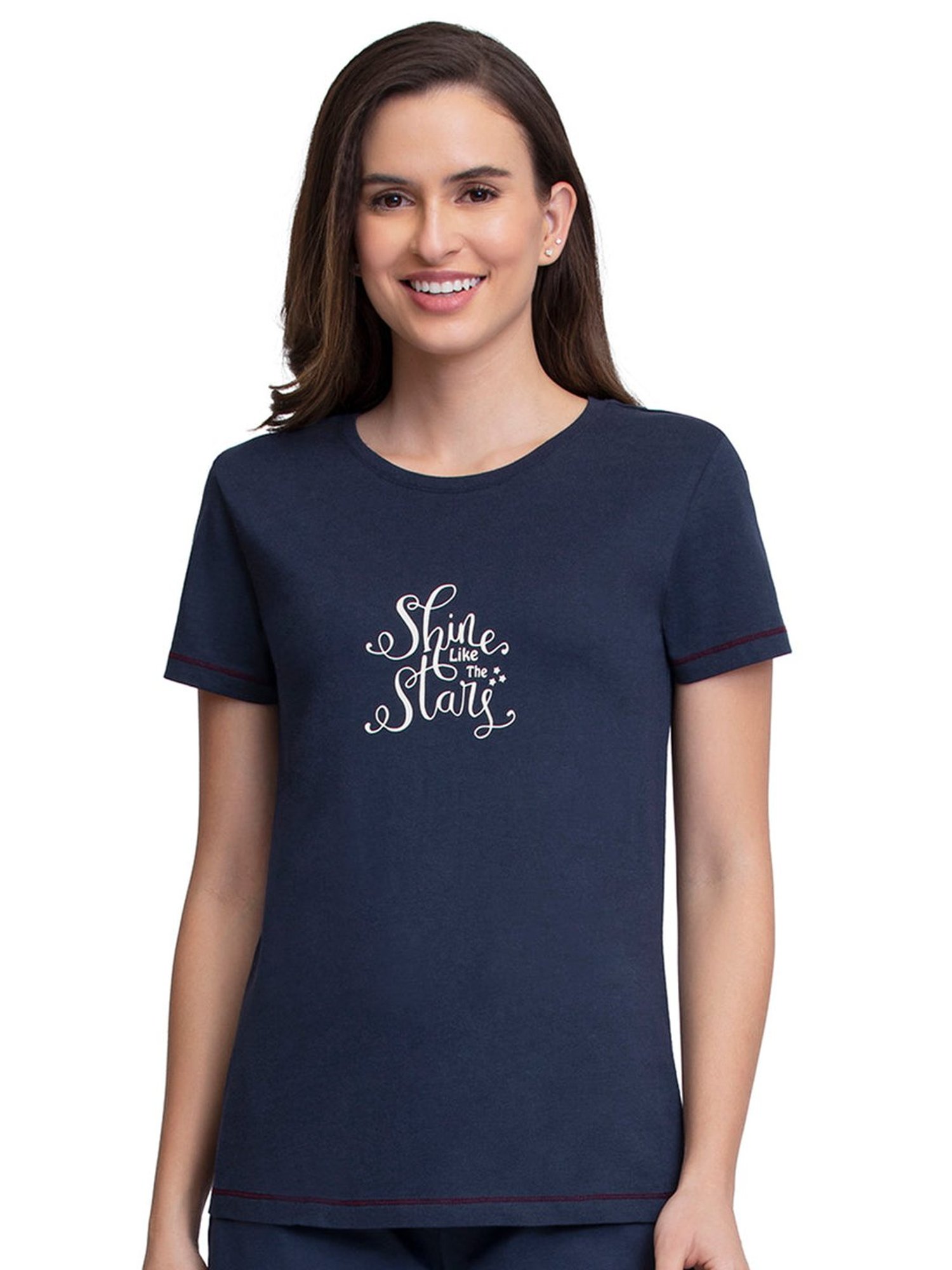 Amante Navy Printed T-Shirt