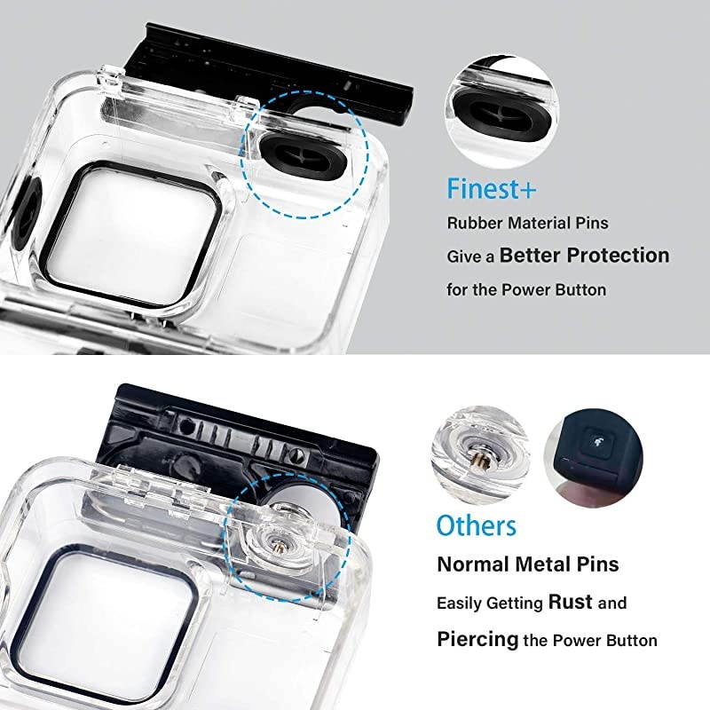 60m Waterproof Housing Case for GoPro Hero 8 Black Diving Protective Housing Shell with Bracket Accessories for Go Pro Hero8 Action Came Rubber Material Pins Protect The Power Botton