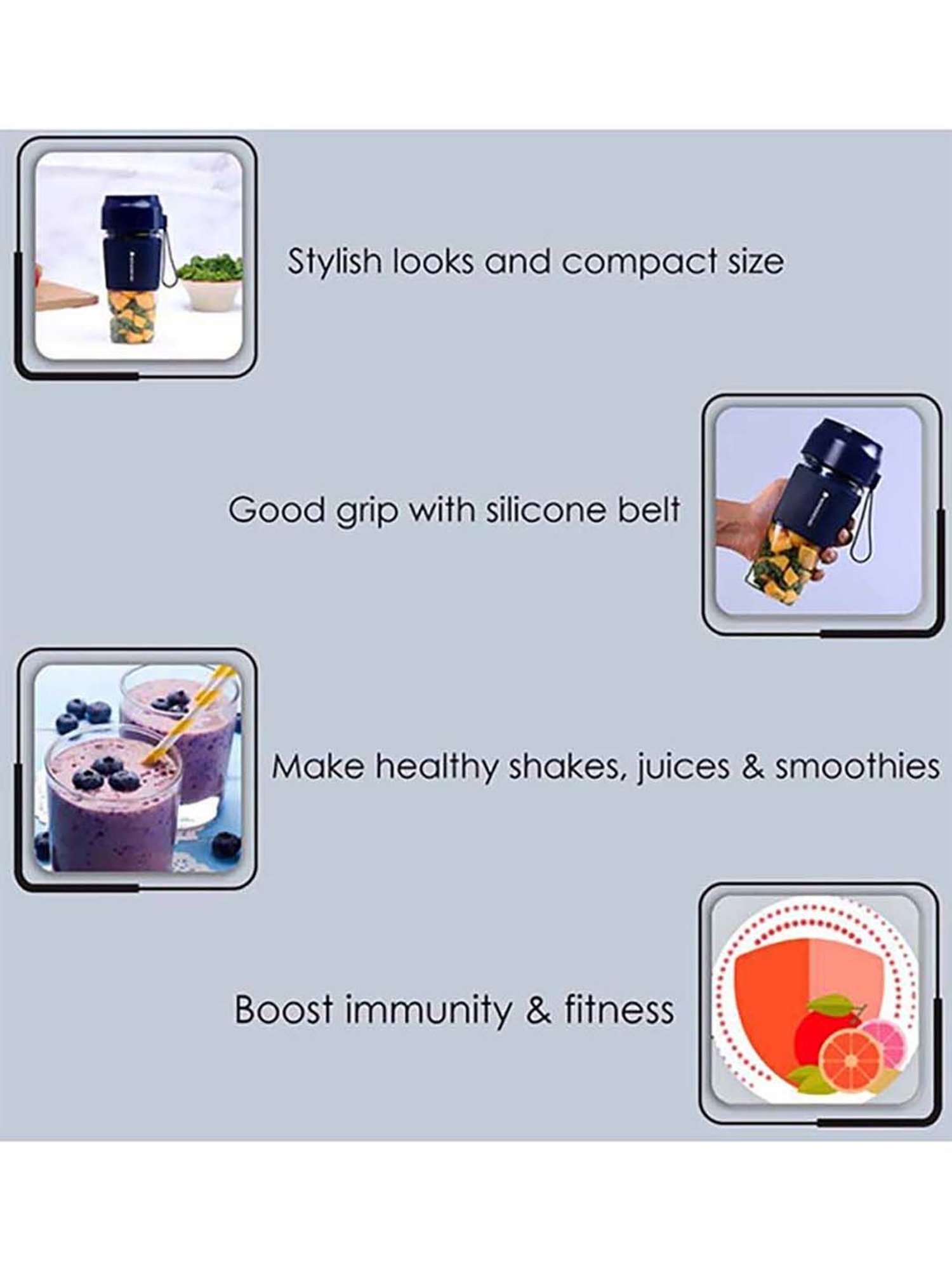 Wonderchef Nutri-Cup 40W Portable Blender with USB Charging (Blue)