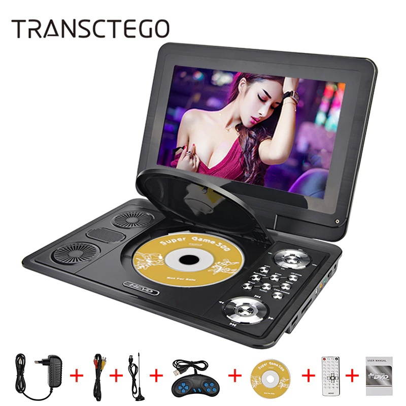 DVD Player 13 inch HD Portable Mobile Digital Multimedia Player TV EVD Radio SD Card U Disk MPEG MPEG4 VCD Play Game DVD Player