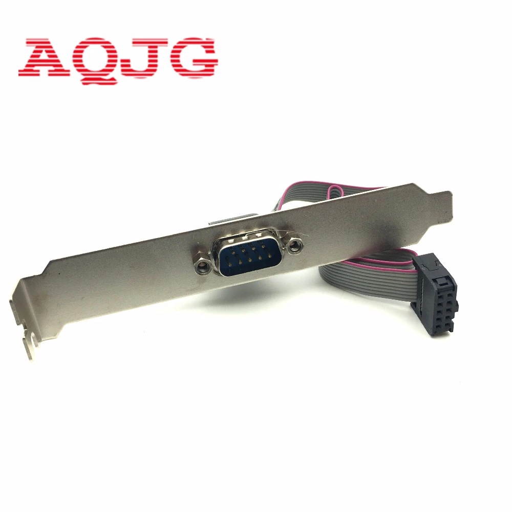 Motherboard RS232 DB9 Pin Com Port Ribbon Serial Cable Connector Bracket 50pcs AQJG