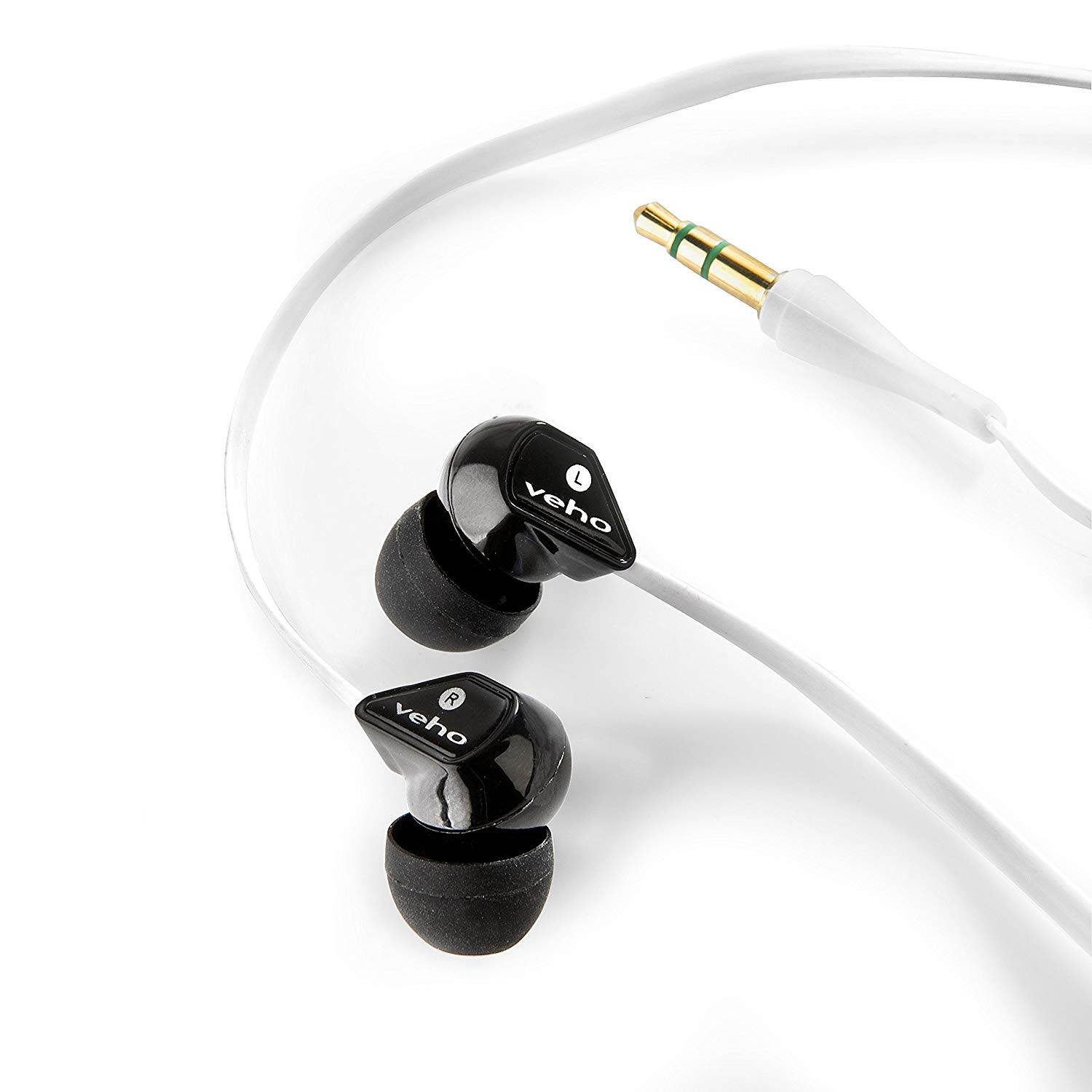 Veho Z-1 In-Ear Headphones Stereo Earbuds With Noise Isolation and Anti-Tangle Cable (White)