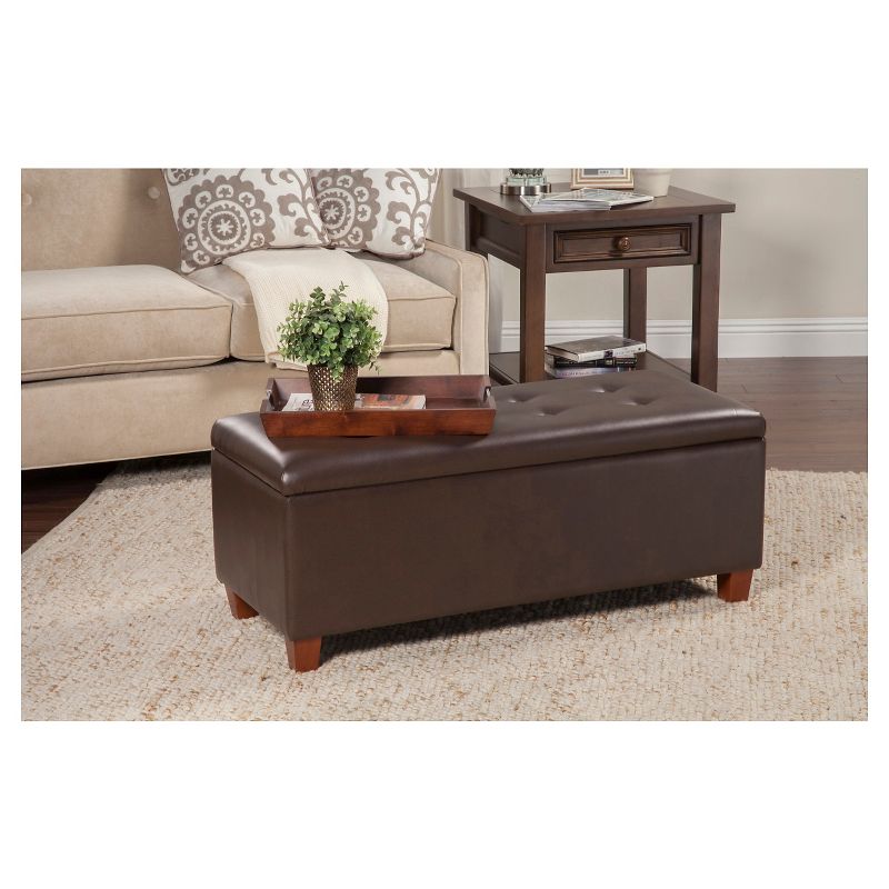 Large Faux Leather Storage Bench Chocolate Brown - HomePop