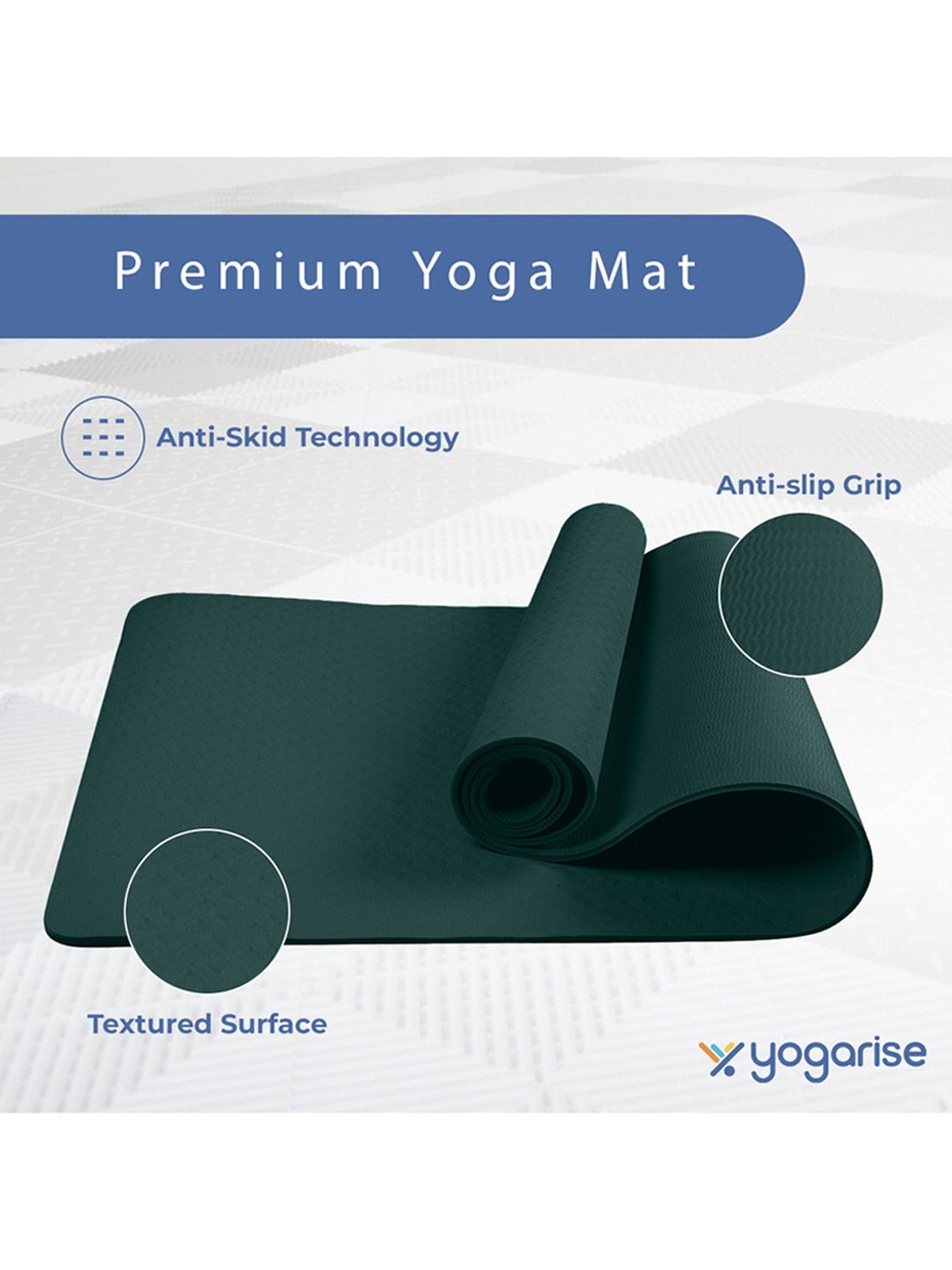 Yogarise Anti-Skid Yoga Mat Combo (Bottle Green) Size - 6mm