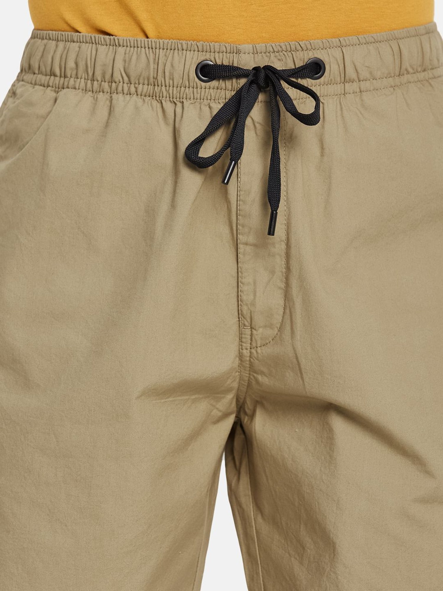 Octave Khaki Cotton Regular Fit Shorts