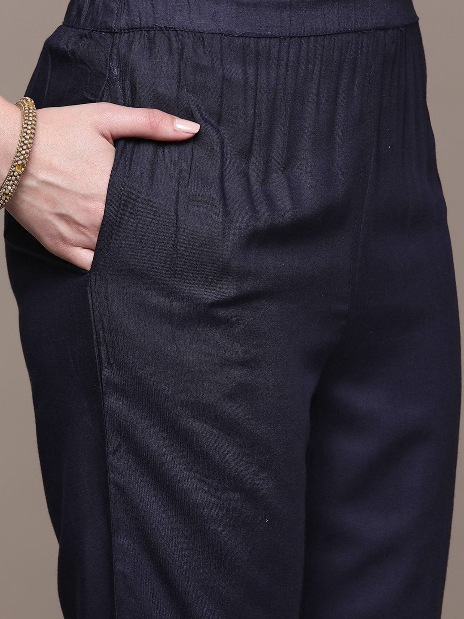 Anubhutee Navy Embellished Kurta Palazzo Set With Dupatta