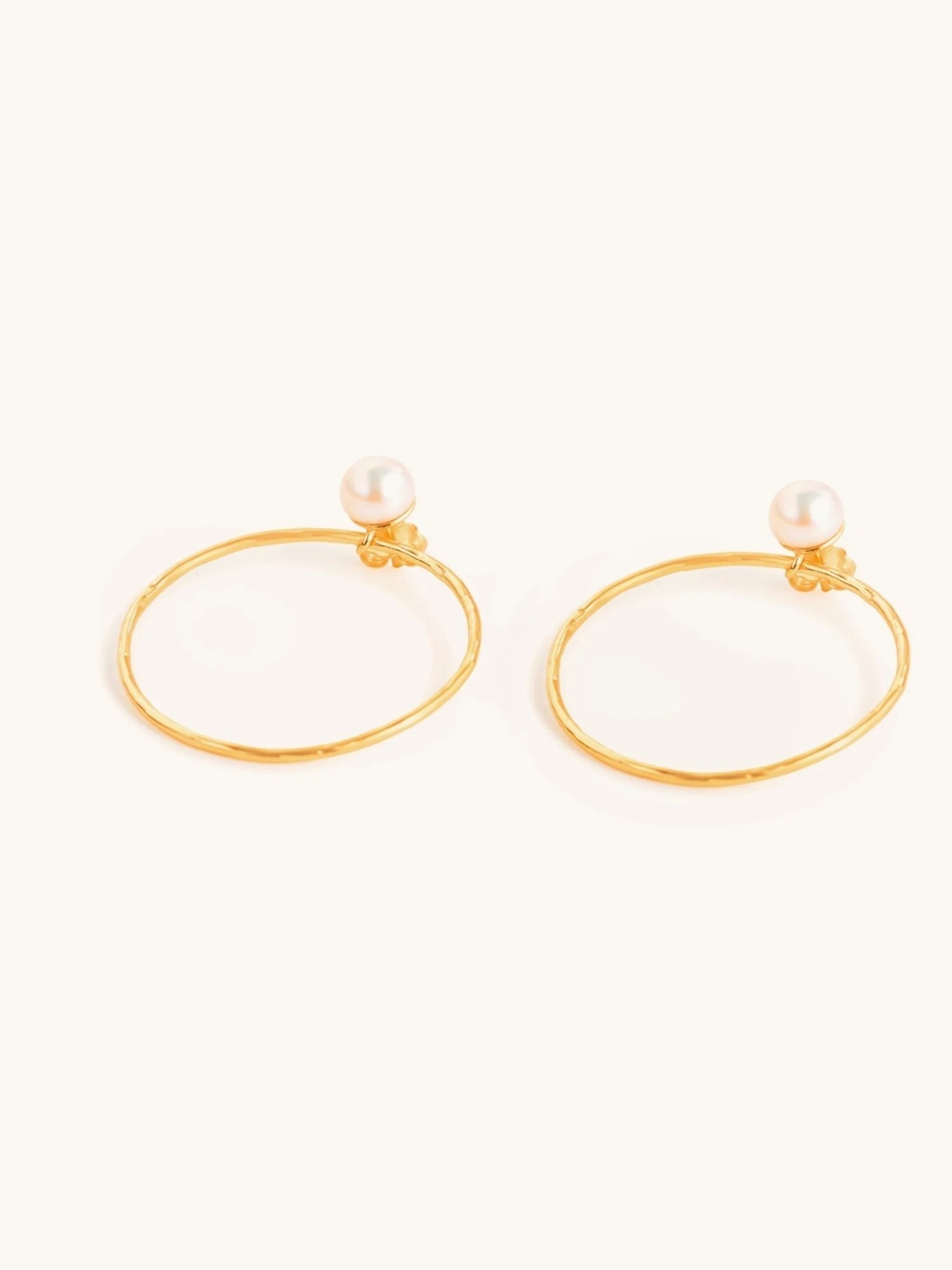 Mabel 92.5 Sterling Silver Bold Pearl Hoop Earrings for Women