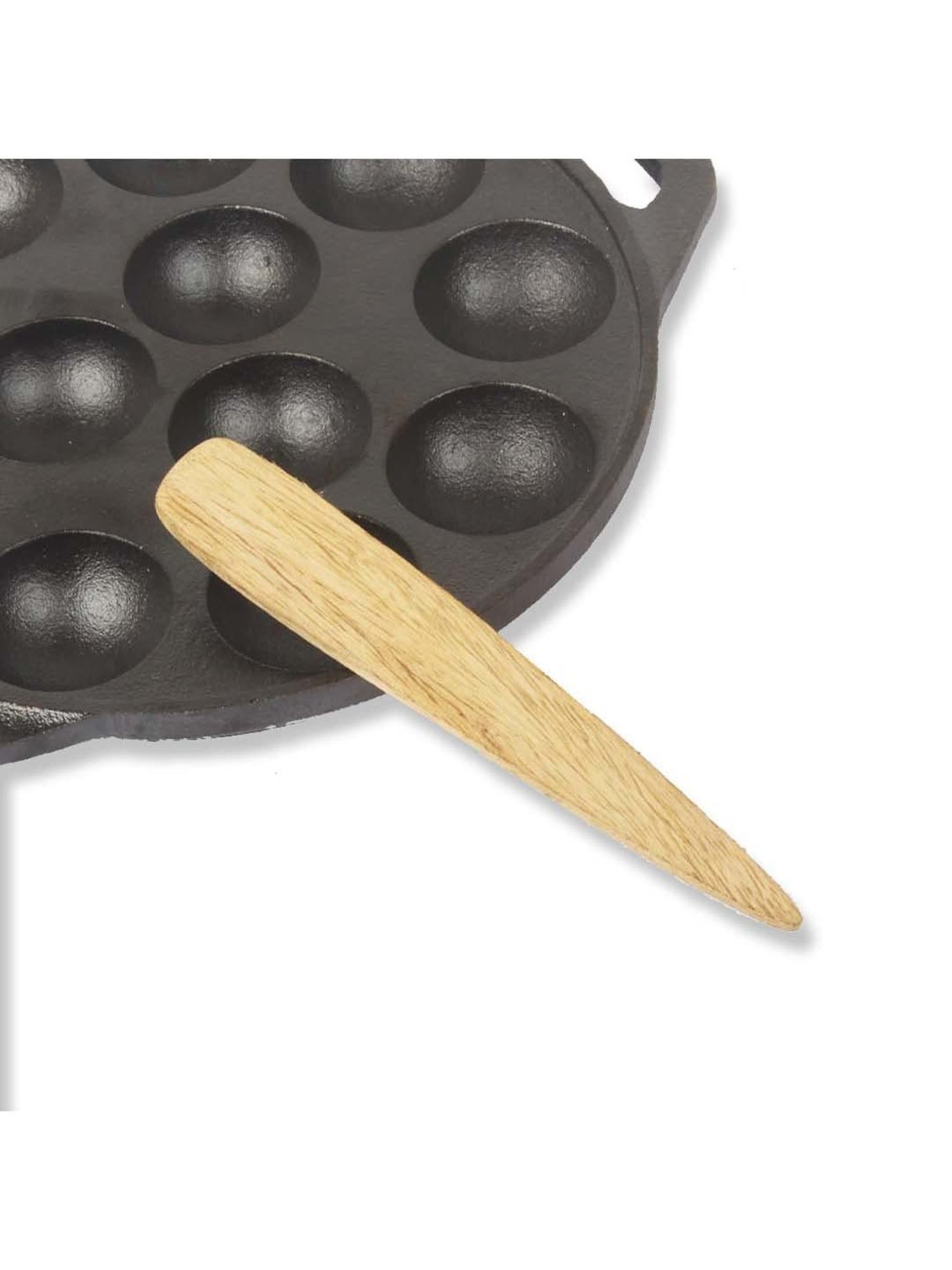 The Indus Valley Brown Wood 16 cm Paniyaram Spatula