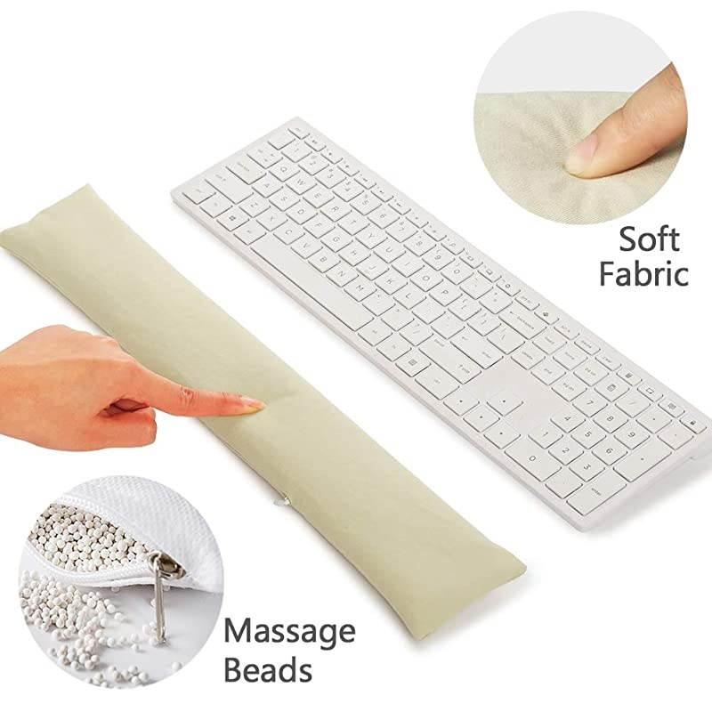 Wrist Rest Pad, Washable Mouse Wrist Support Pad Bean Bag for Carpal Tunnel, Office Workers, Massage Ergobeads (Off White)