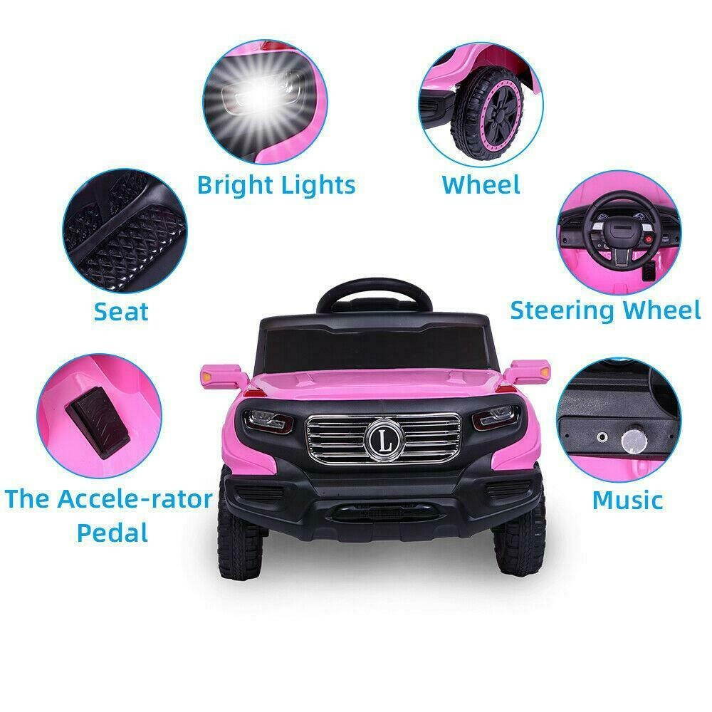 Kids Ride on Car Toys 3 Speed Rechargeable Battery Music Light w/ Remote Pink US