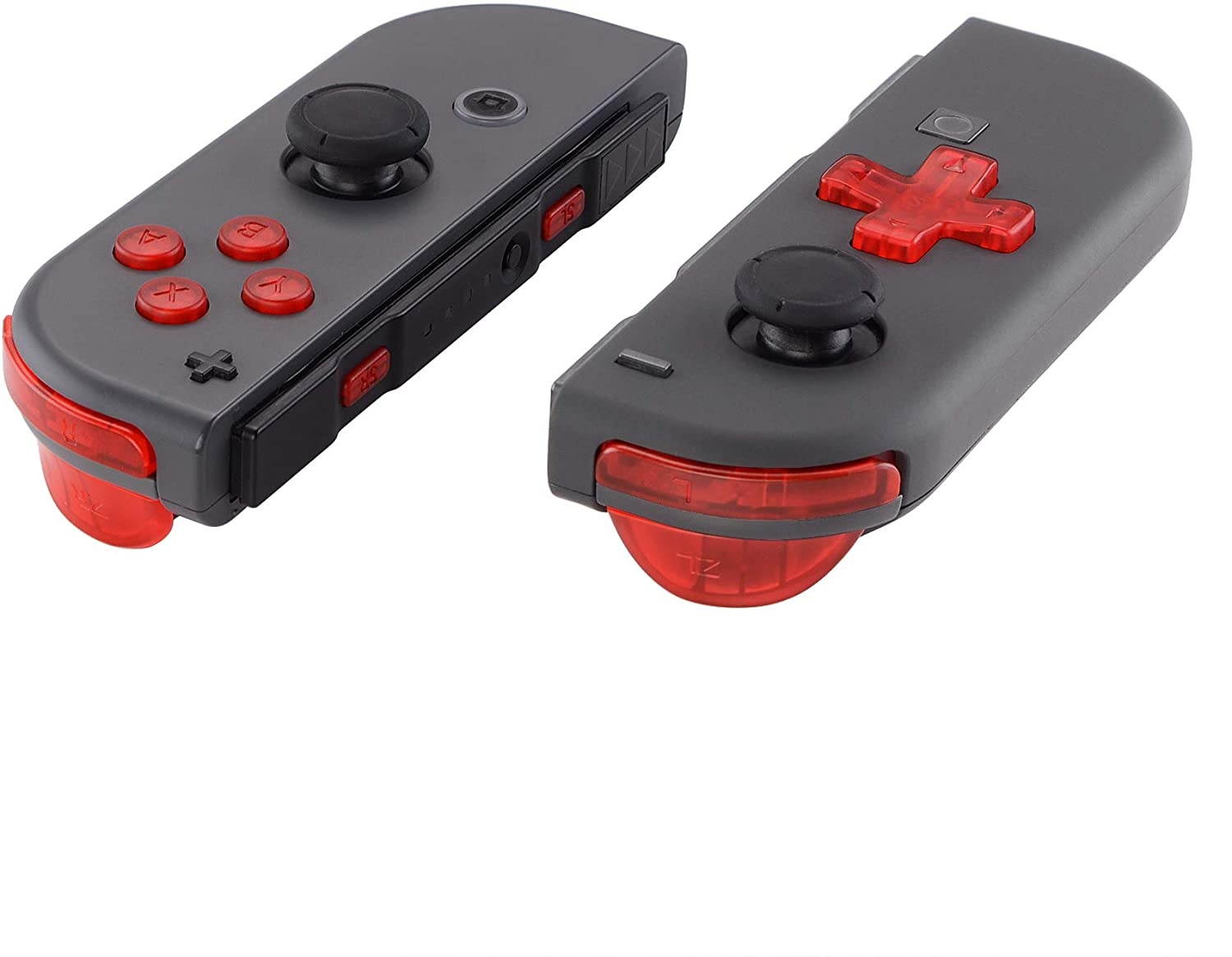 Transparent Clear Red D-pad ABXY Keys SR SL L R ZR ZL Trigger Buttons Springs, Replacement Full Set Buttons Fix Kits for Nintendo Switch Joycon (D-pad ONLY Fits for eXtremeRate Joycon D-pad Shell)
