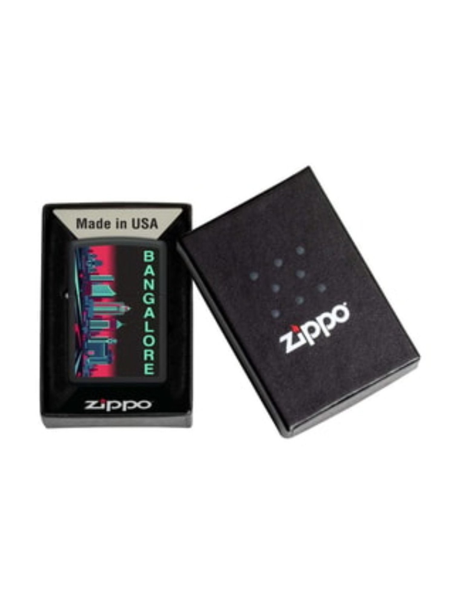Zippo Bangalore Skyline Graphic Black Brass Windproof Pocket Lighter