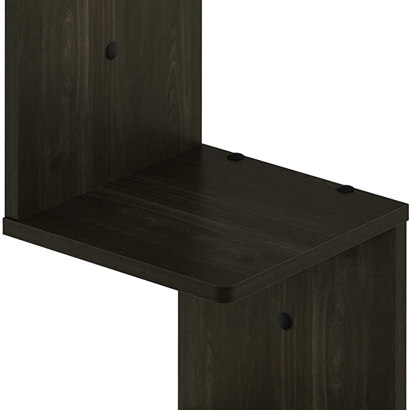 5 Tier Wall Mount Floating Corner Square Shelf, Espresso