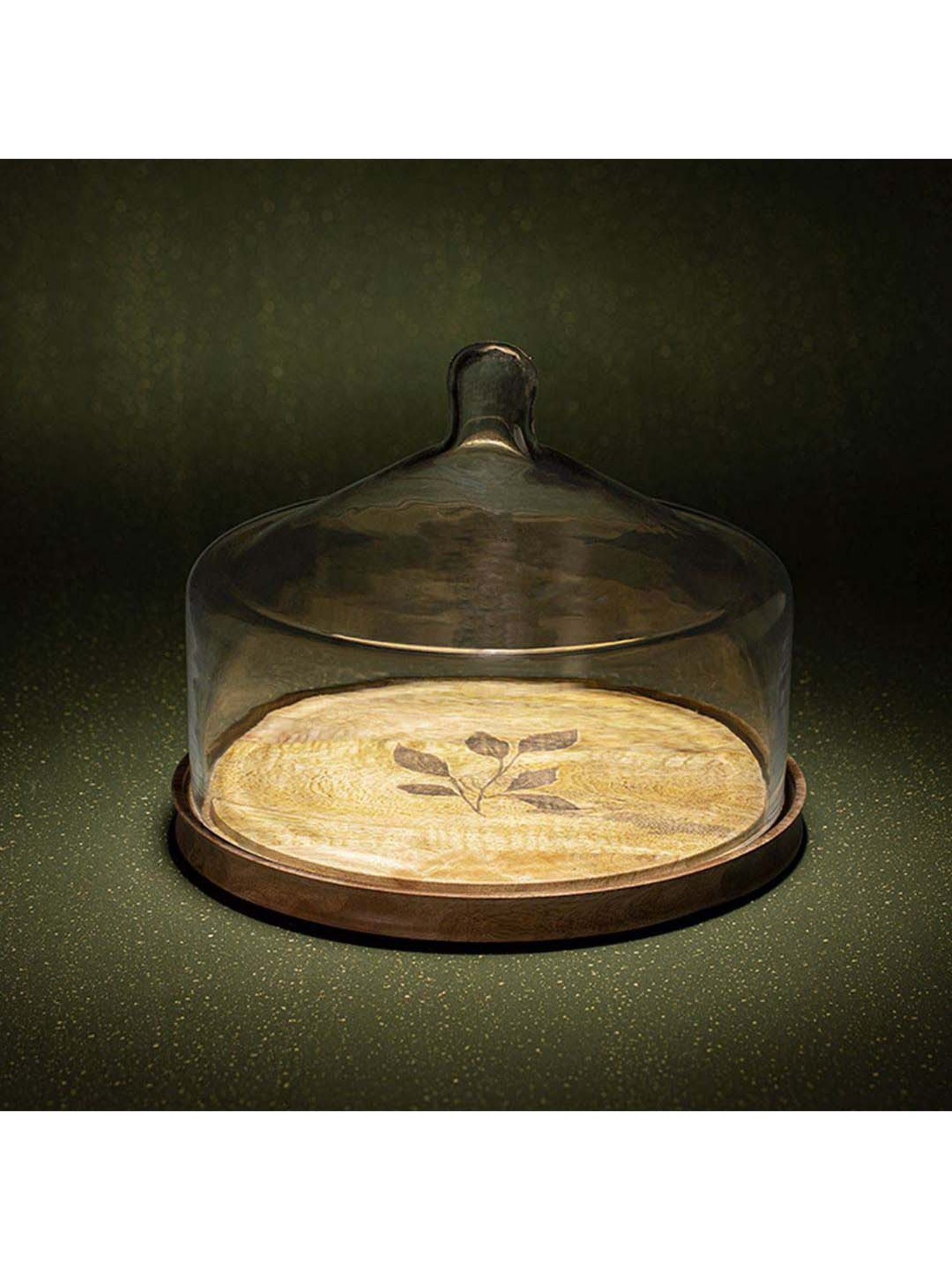 ellementry Transparent Glass Cloche with Base - Set of 1