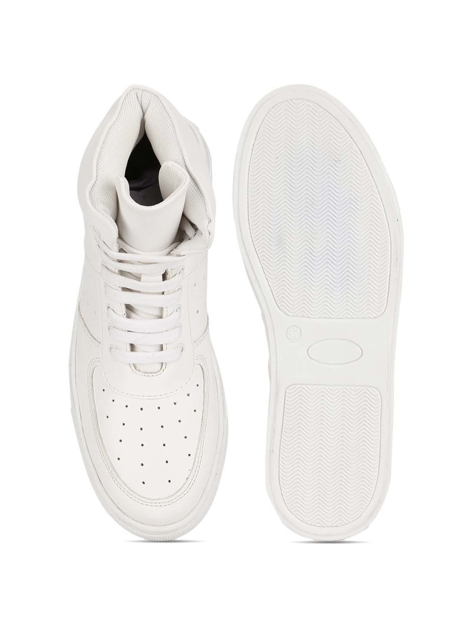 Truffle Collection Women's Pastel White Ankle Height Sneakers