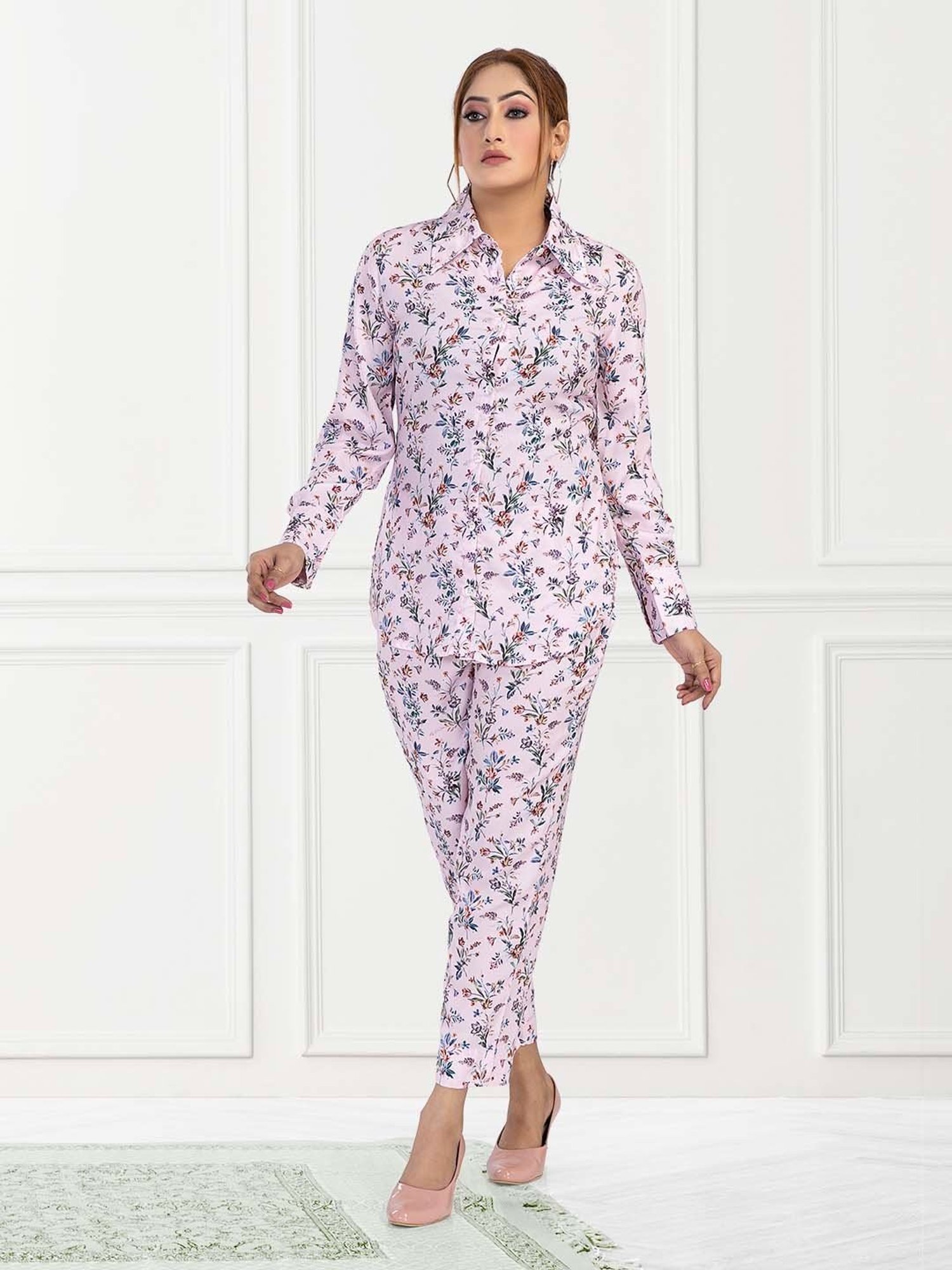 Nino Bambino Light Pink Printed Shirt With Pants