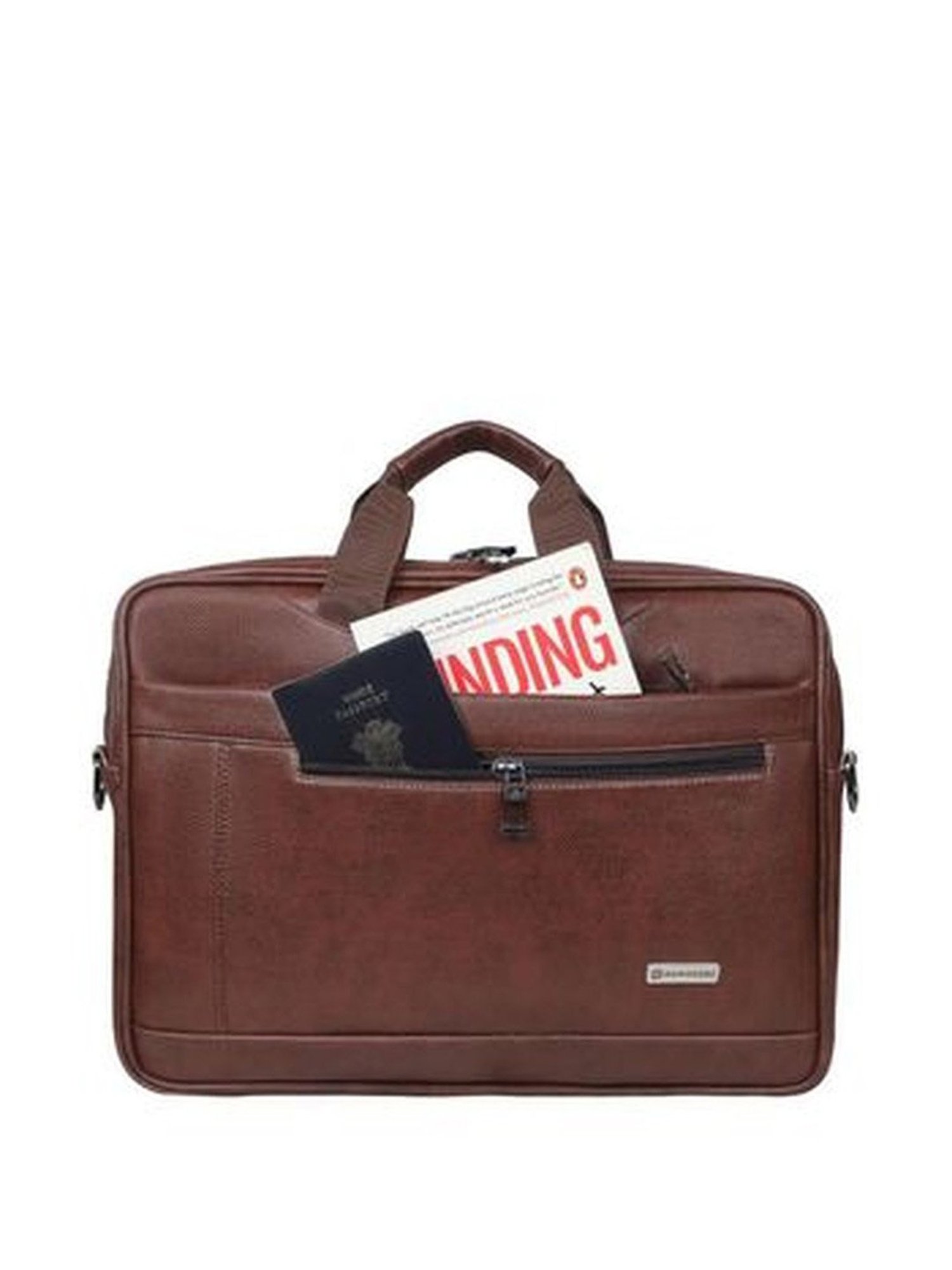 Harissons Rendition Brown Leather Solid Laptop Messenger Bag