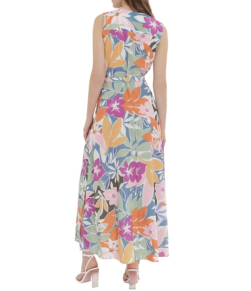 Donna Morgan Floral Belted Maxi Ankle Length Dress