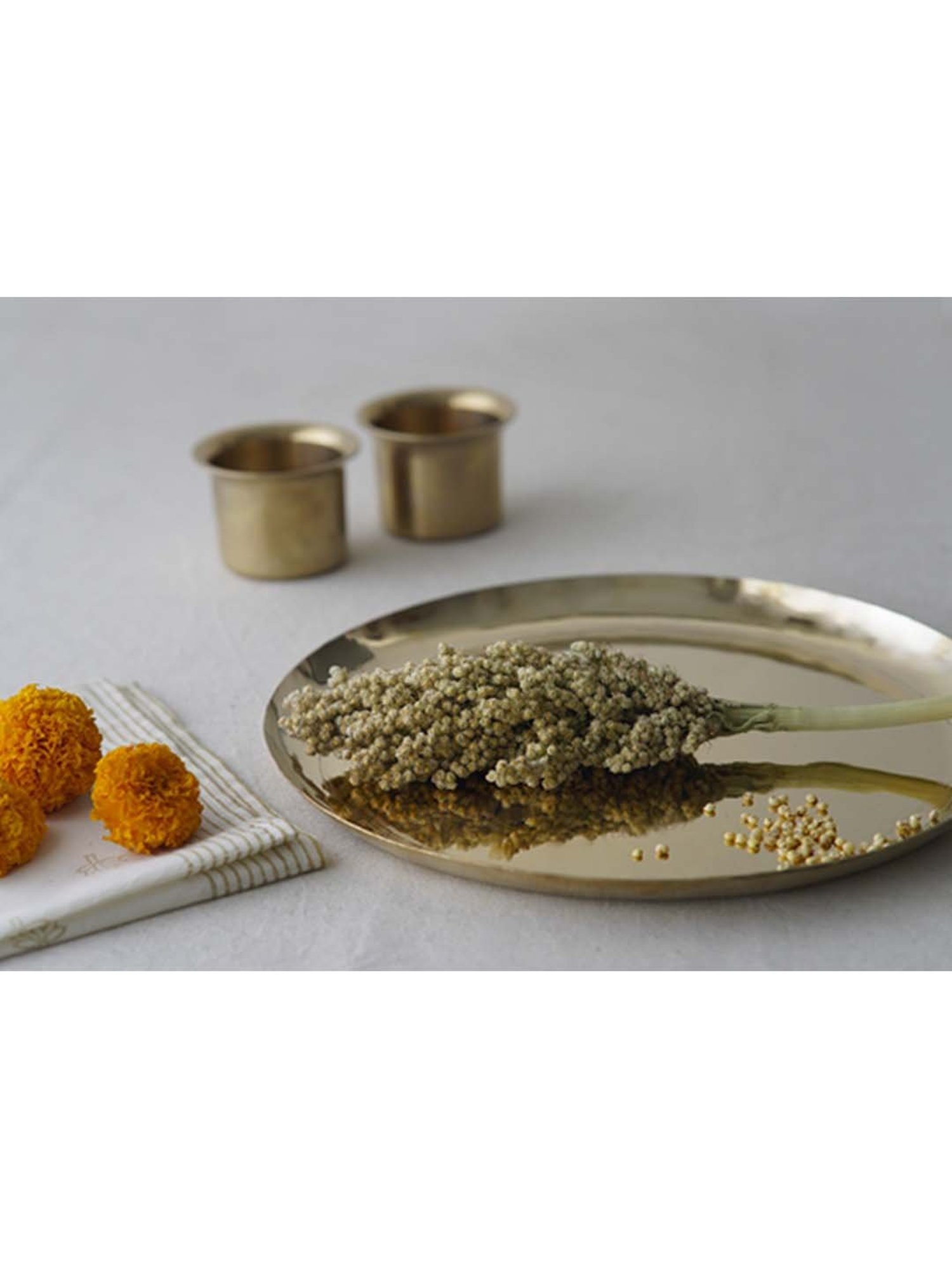 COPPRE Metallic Kansa Bhog Thali - Set of 1