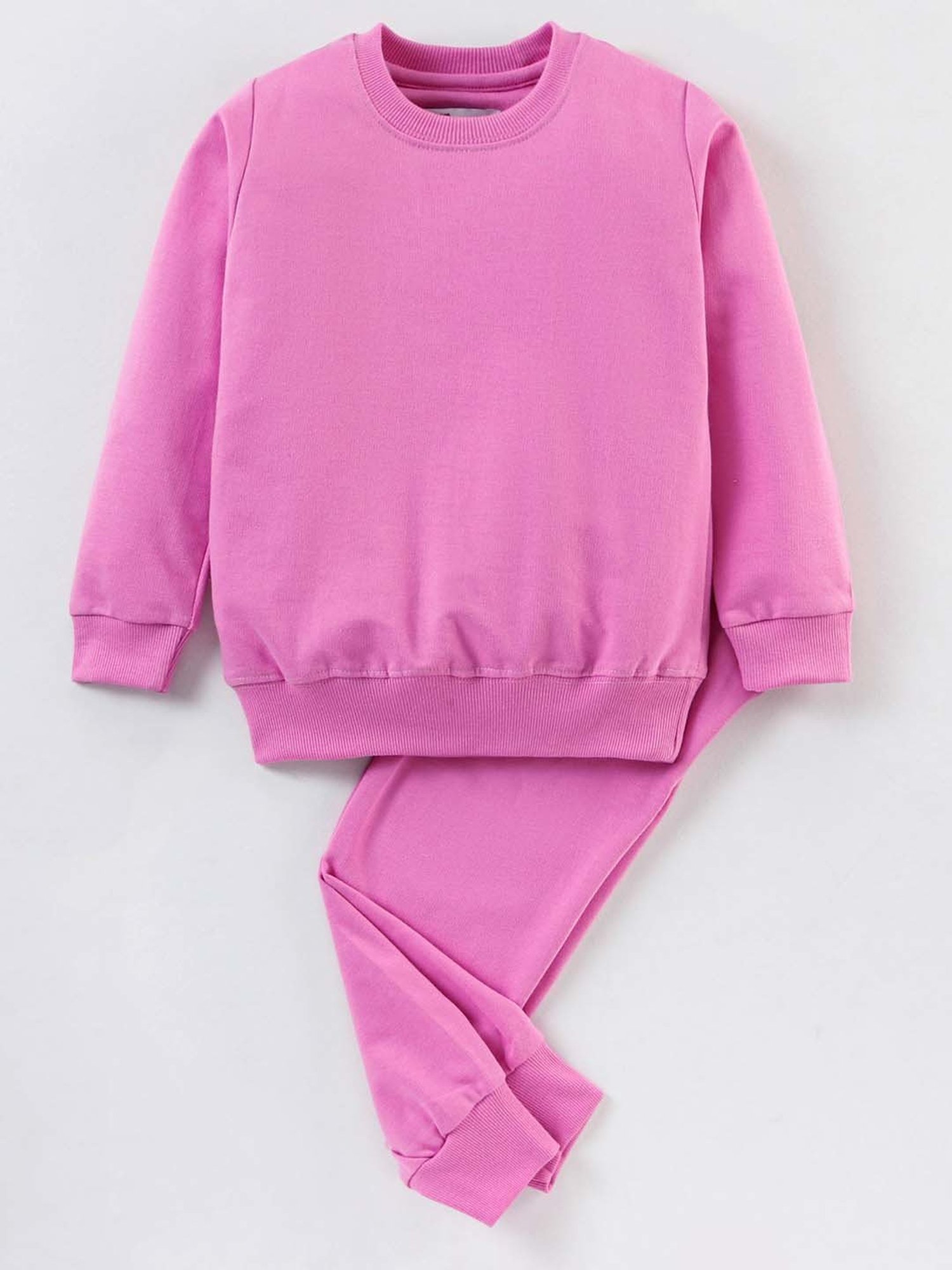Nite Flite Kids Pink Cotton Regular Fit Full Sleeves Sweatshirt Set