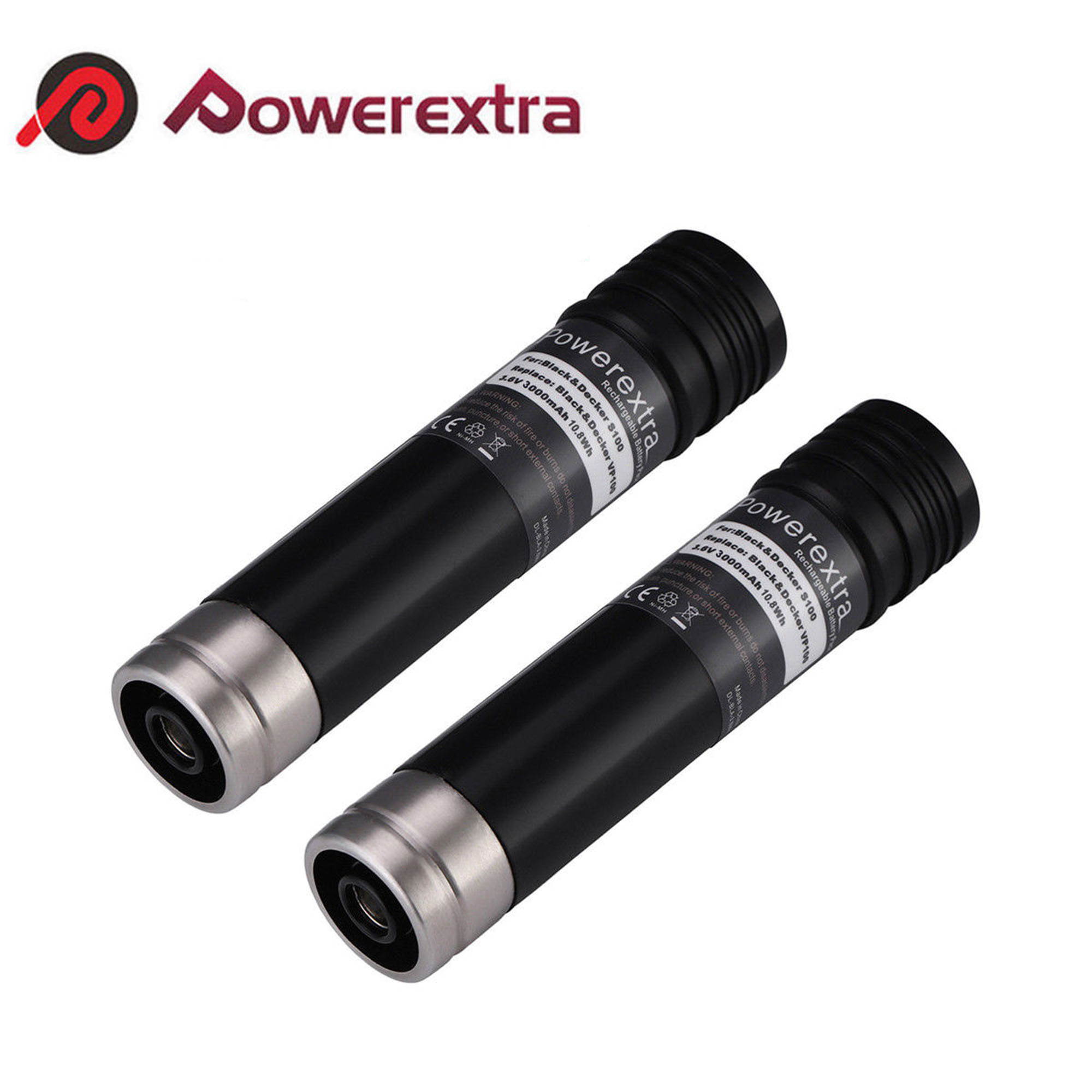 Powerextra 2 Pack 3.6v 3000mAh Replacement Battery for Black & Decker Versapak Vp100, Vp105, Vp110, Vp142, Vp7240 Sears-Craftsman Pivot180 PLR36NC S100 Black and Decker NI-MH Batteries