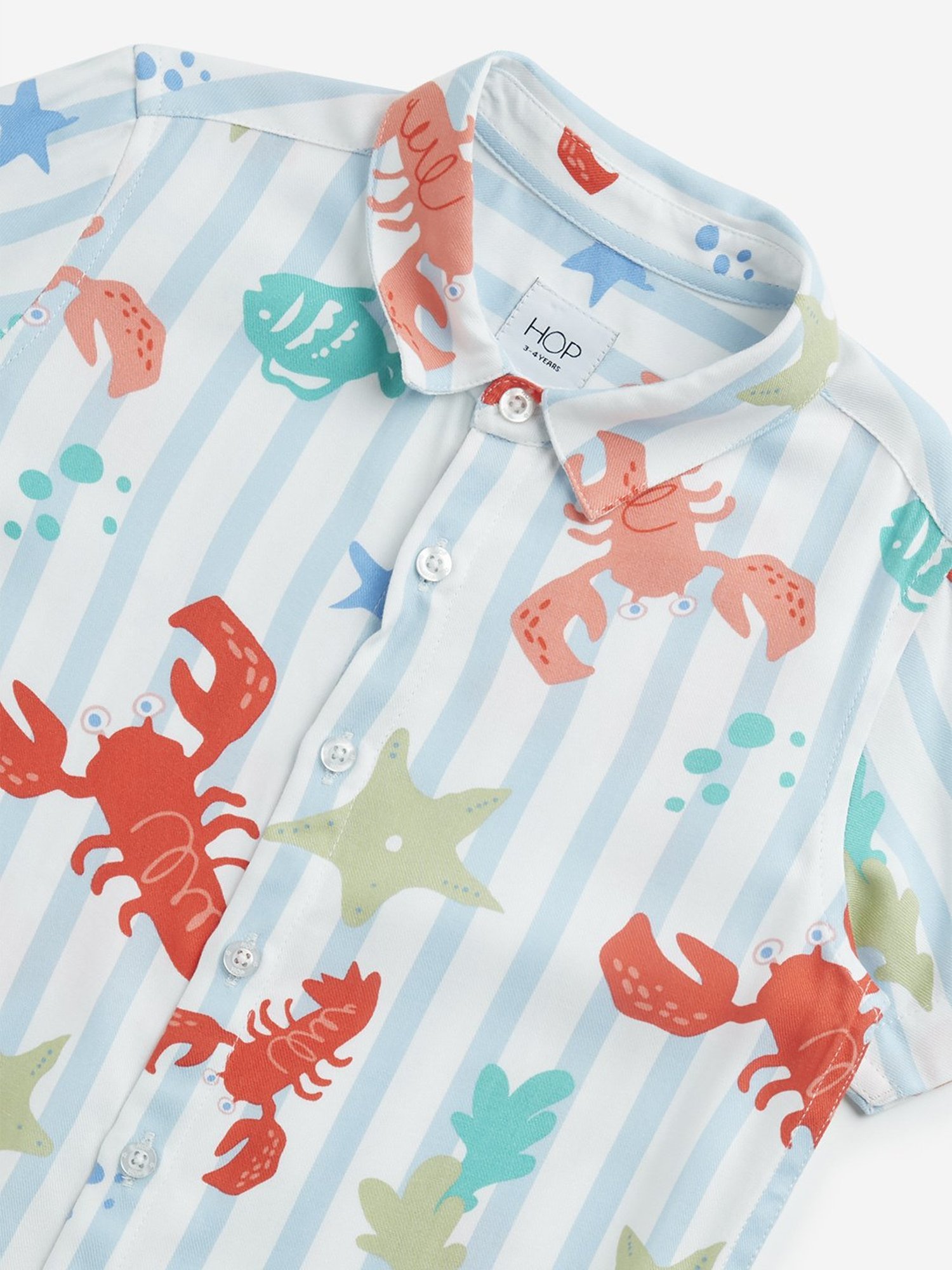 HOP Kids by Westside Dusty Blue Striped Design Resort-Fit Shirt